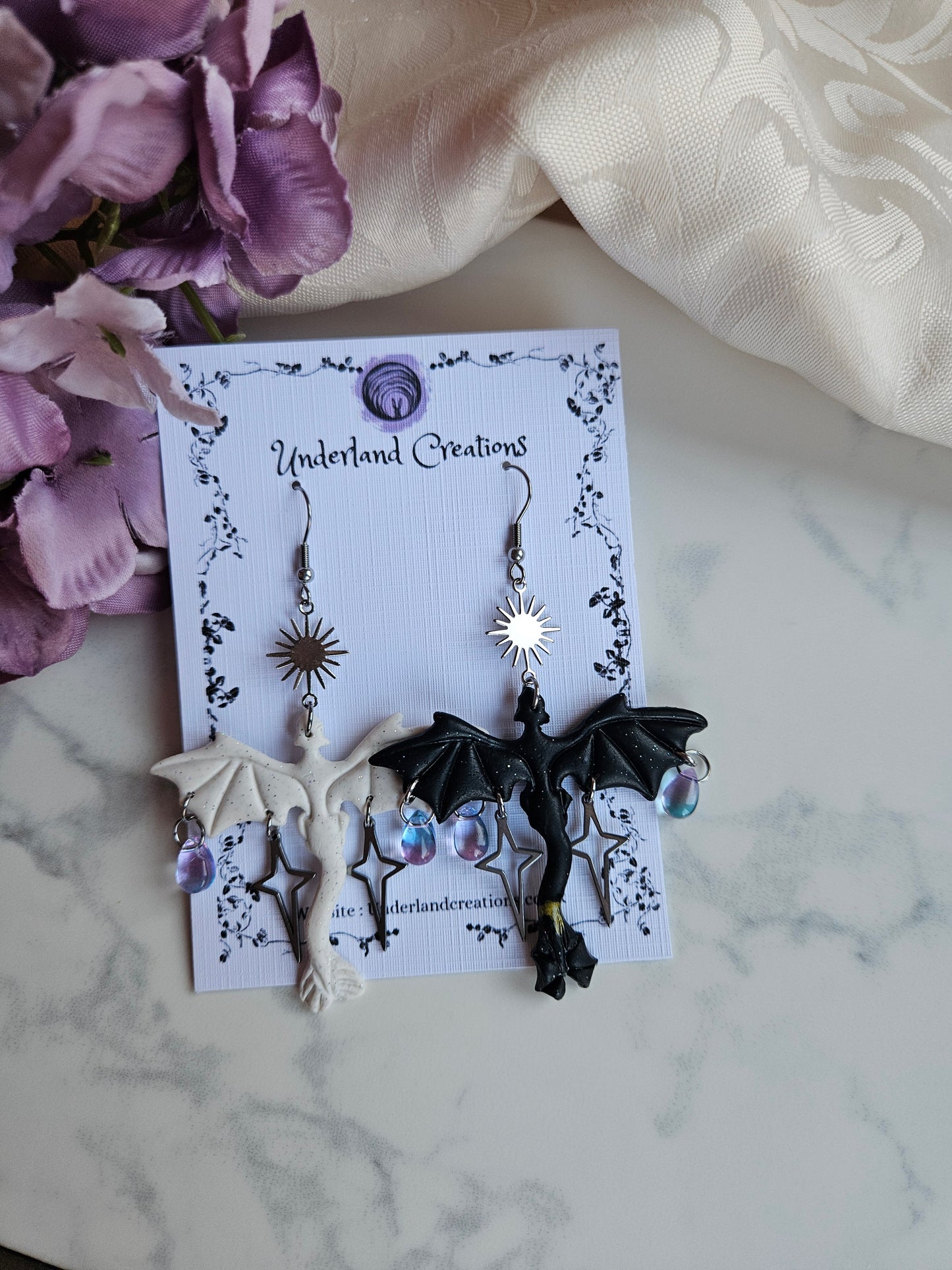 Night and Light Fury Mismatched Earrings
