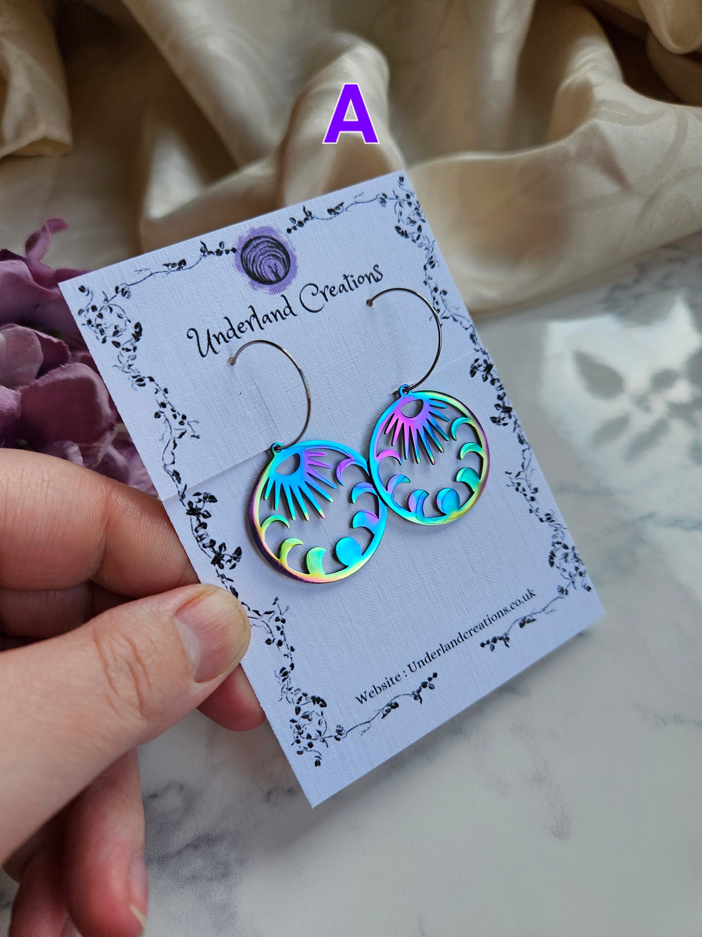 Rainbow Sun and Moon Phase Earrings