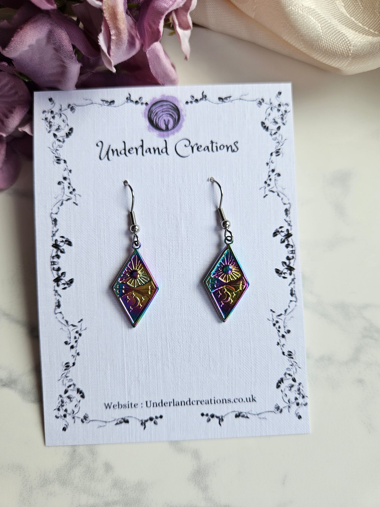 Rainbow Steel Celestial Diamond Earrings