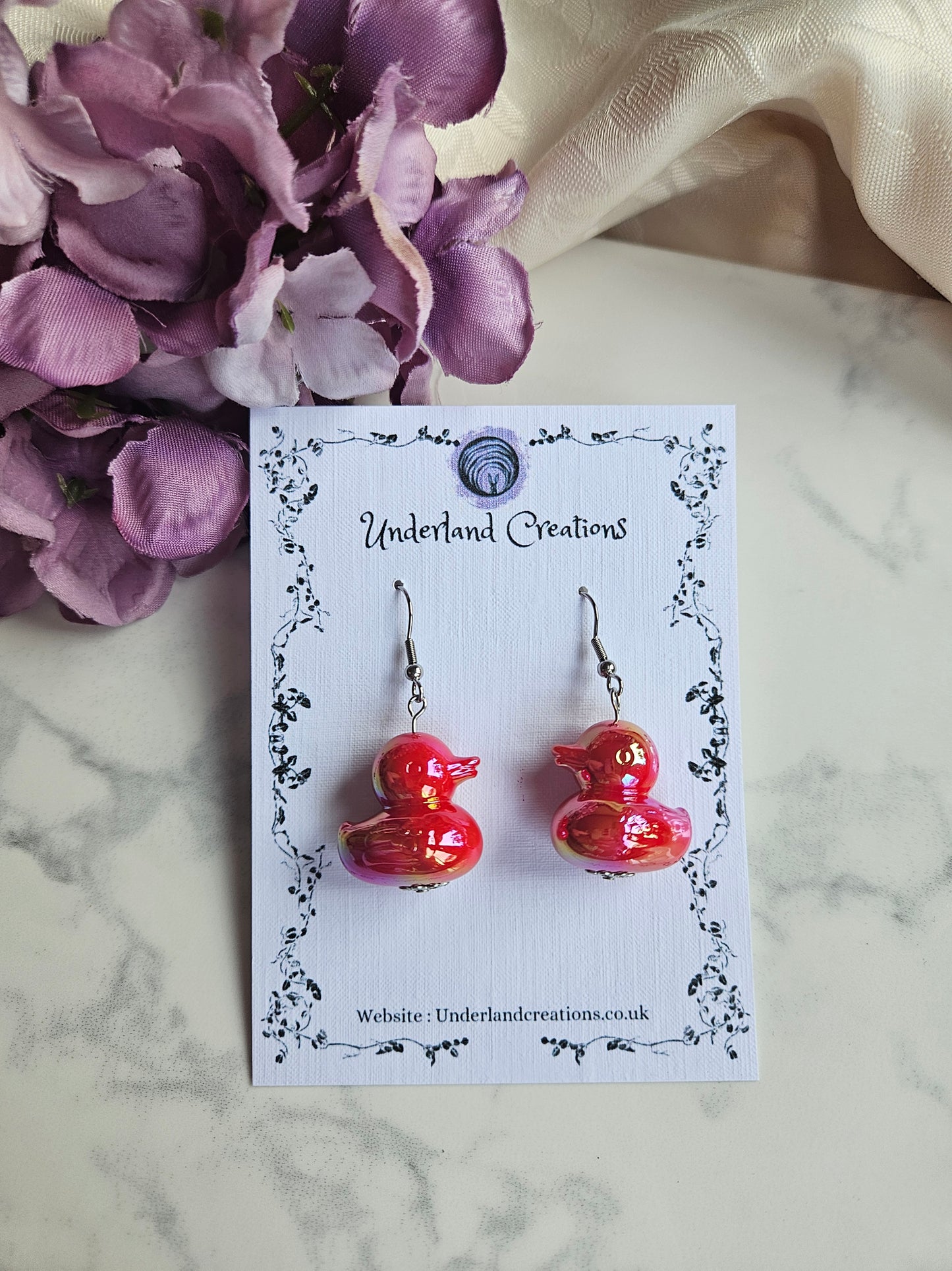 UV Plated Acrylic Duck Earrings