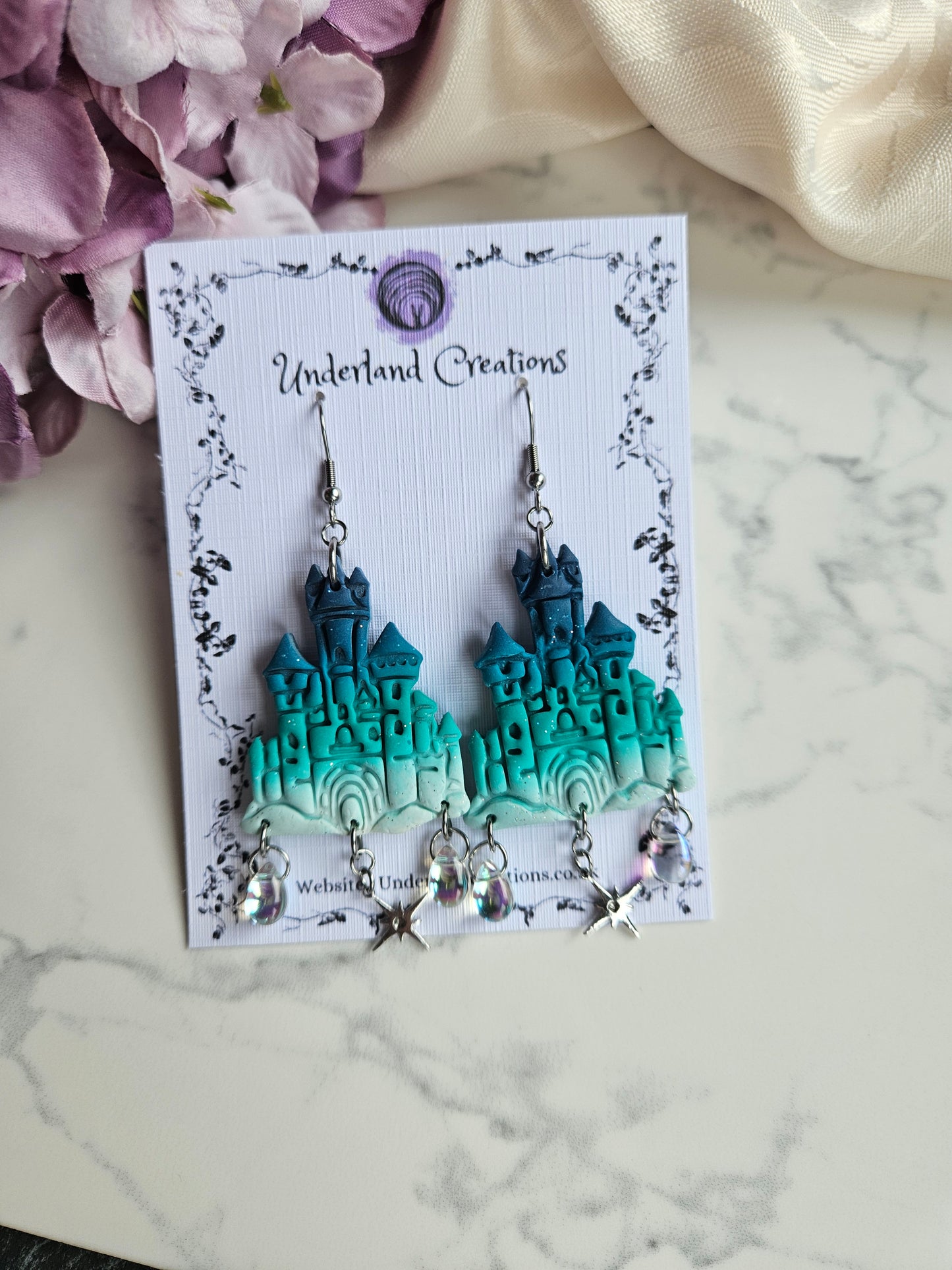 Castle Earrings in "Ice"