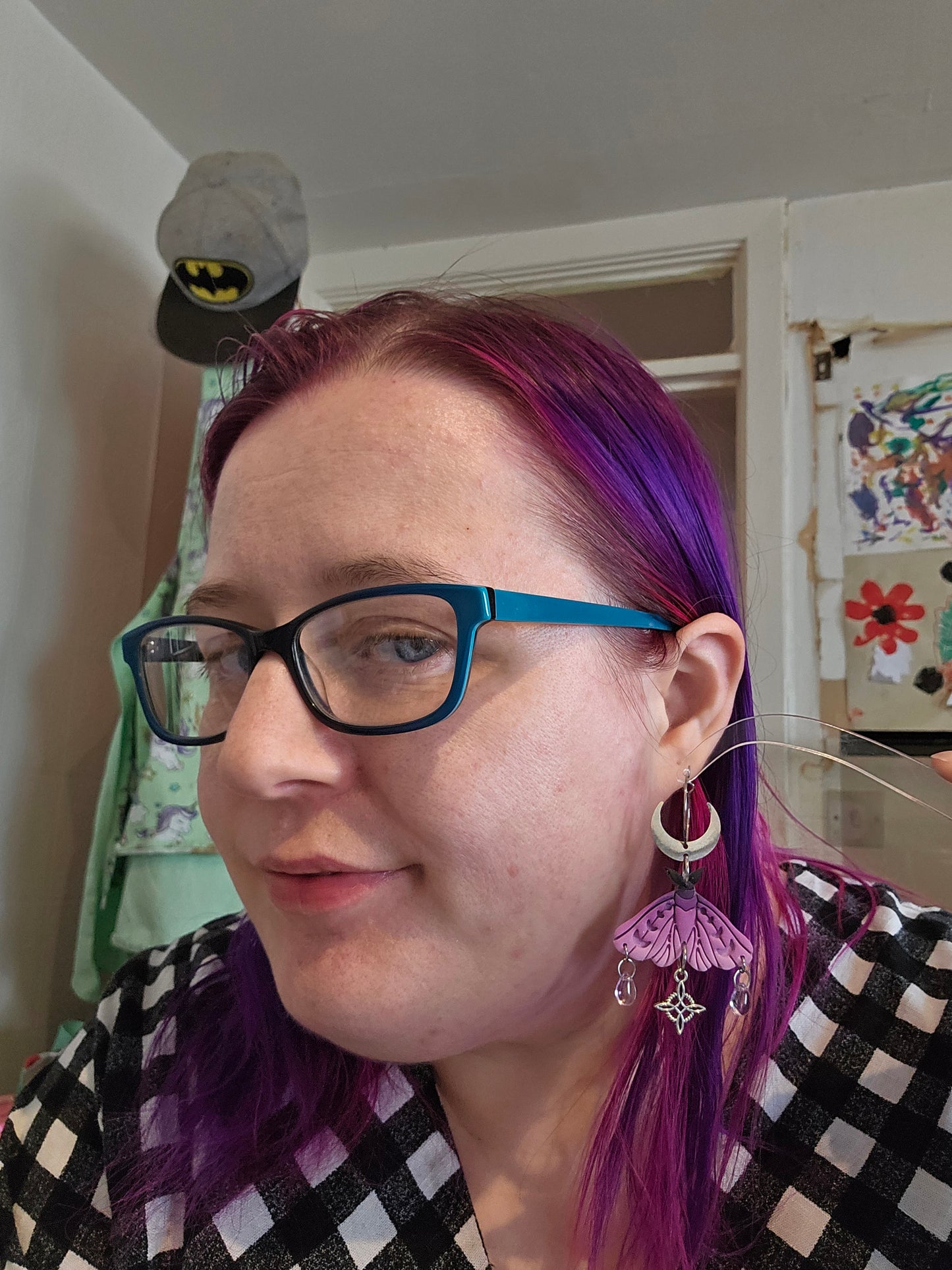 Closed Wing Luna Moth Earrings in "Midnight Kiss"