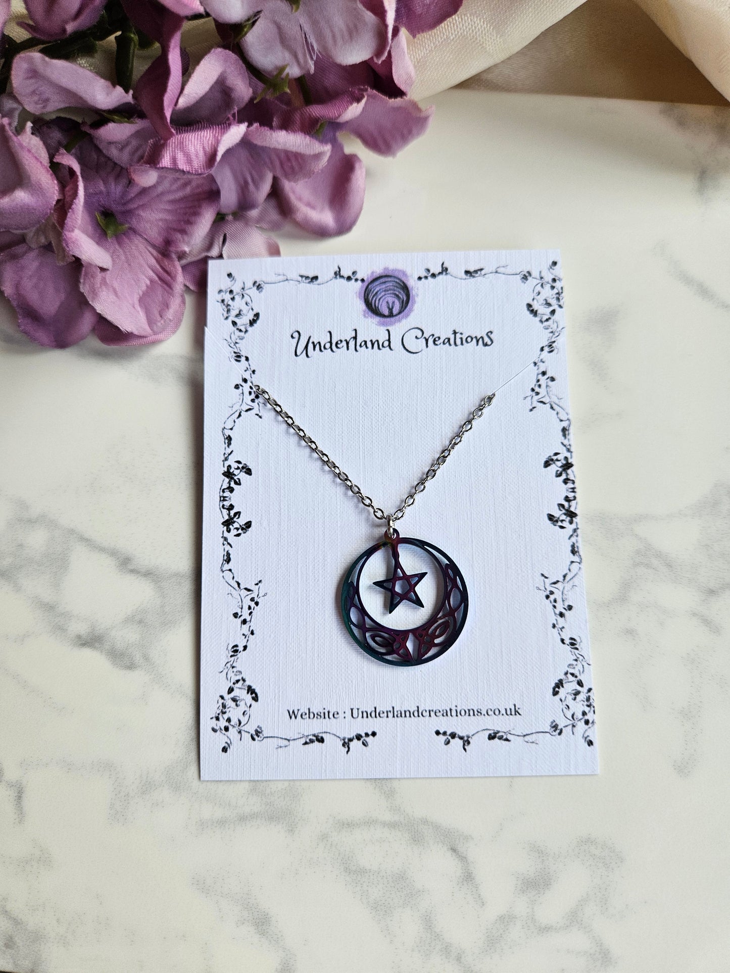 Rainbow Celtic Pentagram Necklace