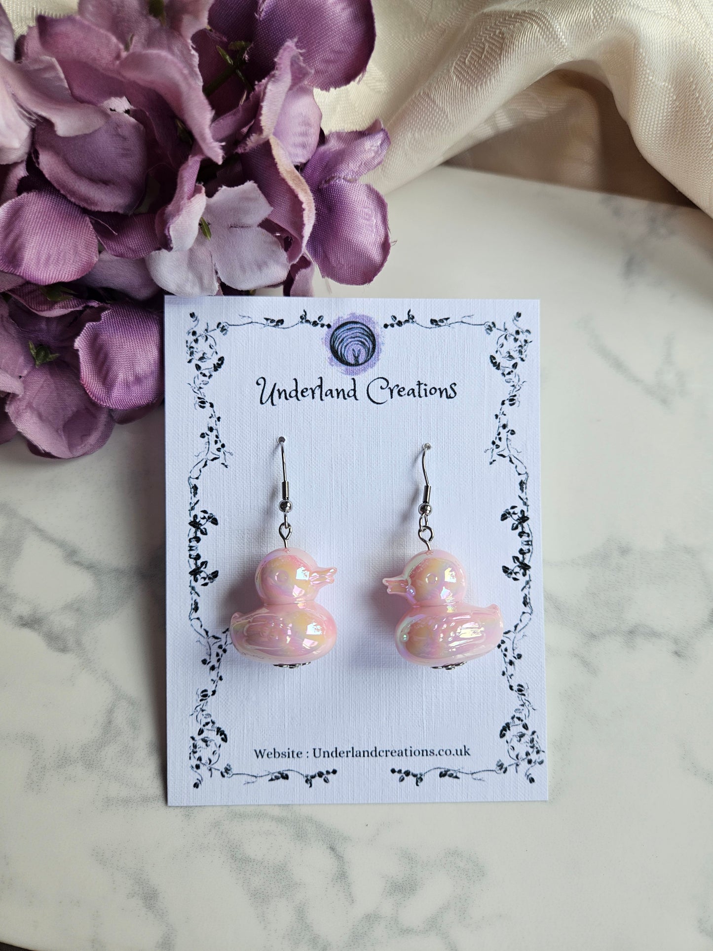 UV Plated Acrylic Duck Earrings