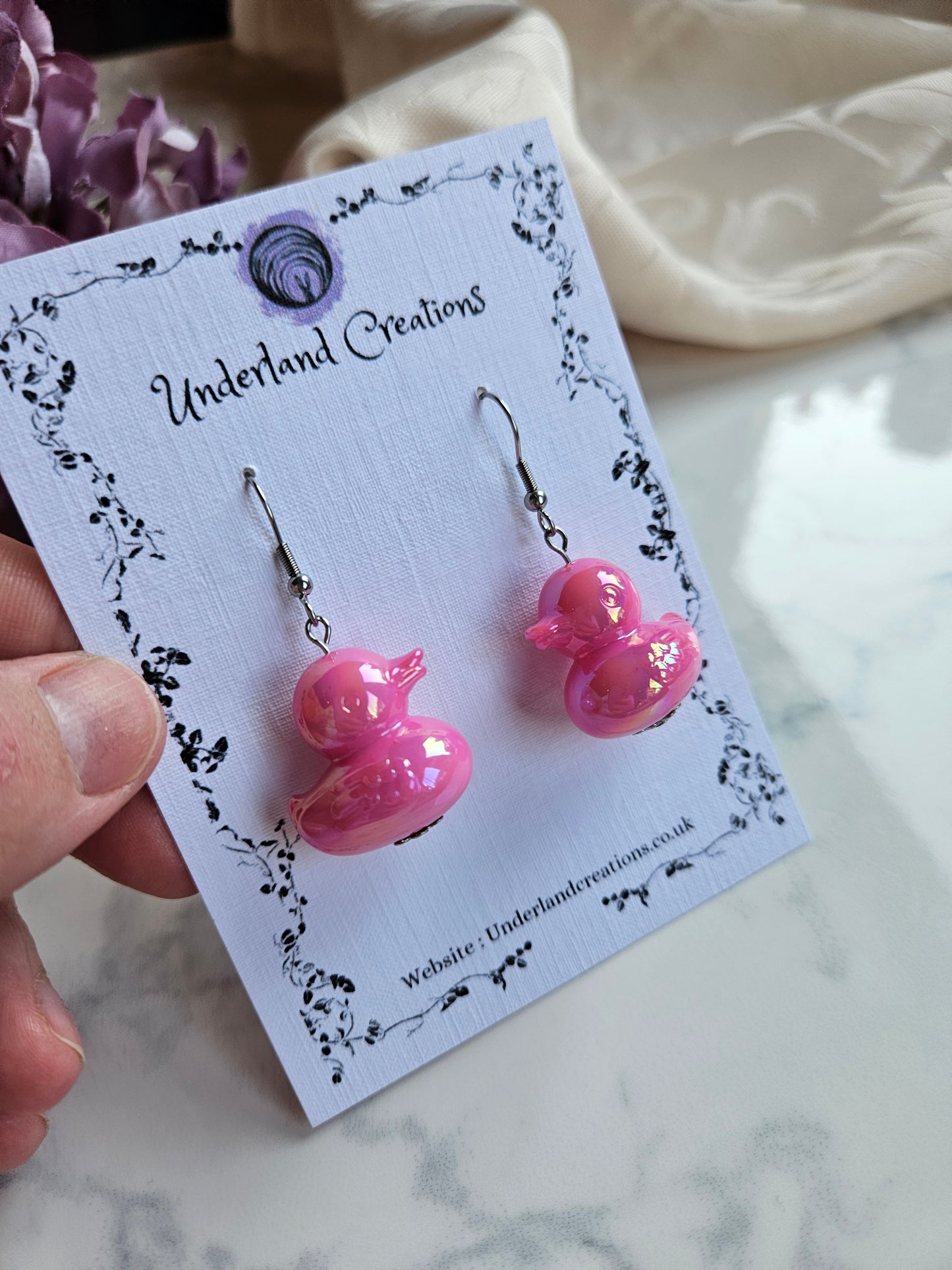 UV Plated Acrylic Duck Earrings