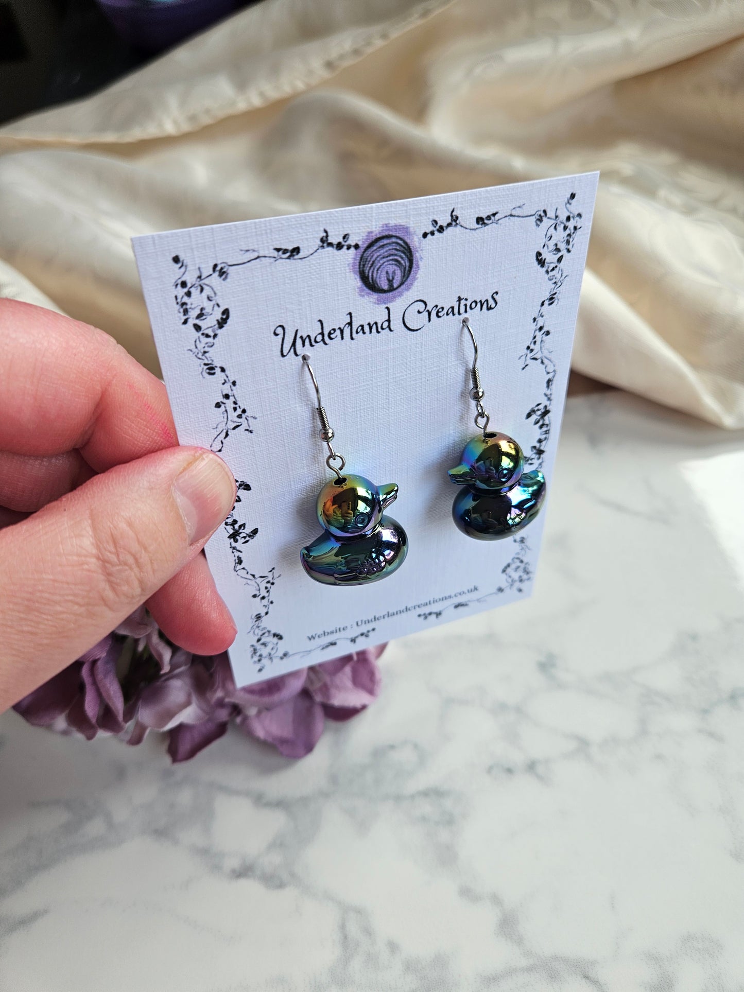 UV Plated Acrylic Duck Earrings