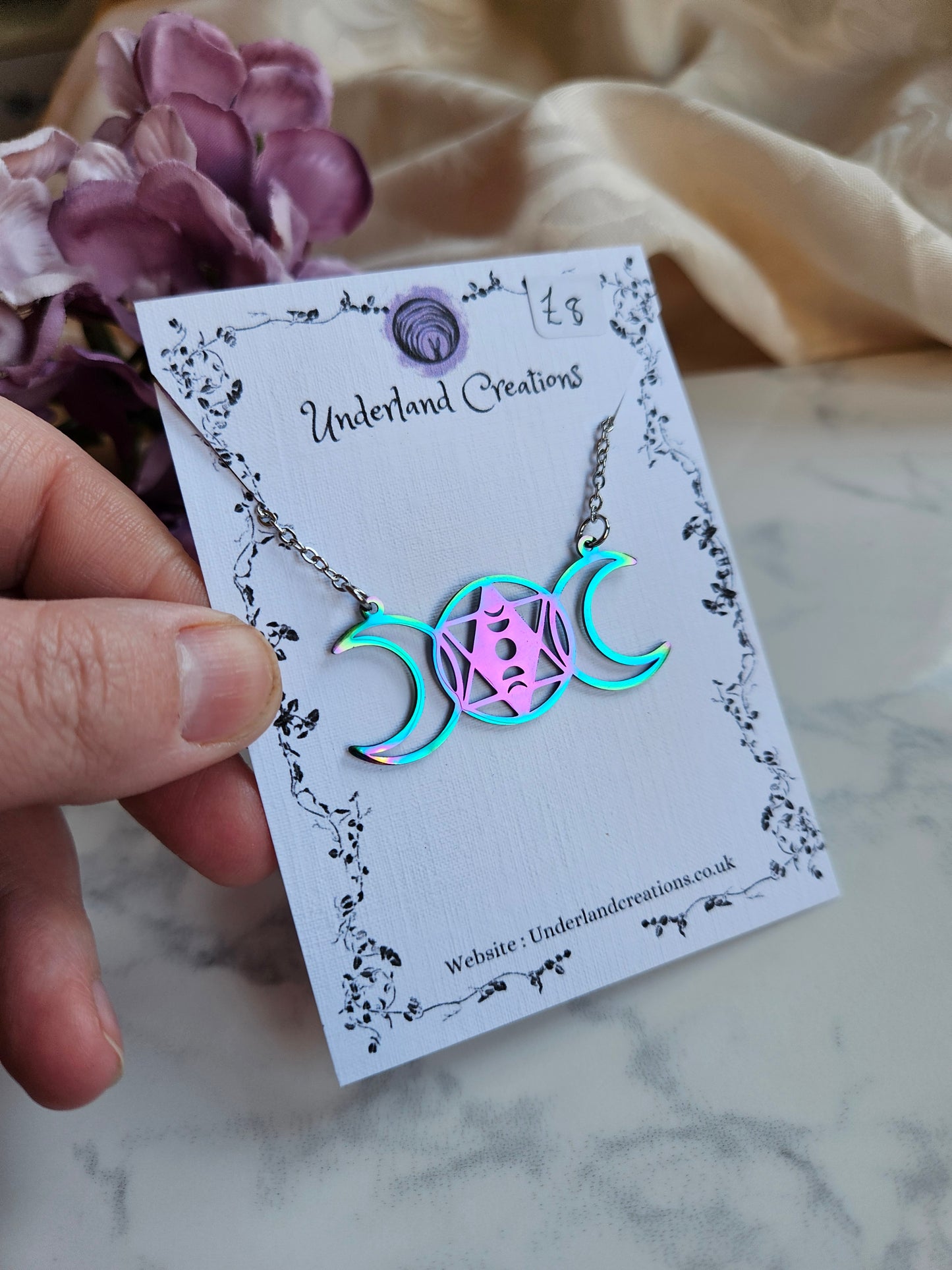 Rainbow Triple Moon Necklace
