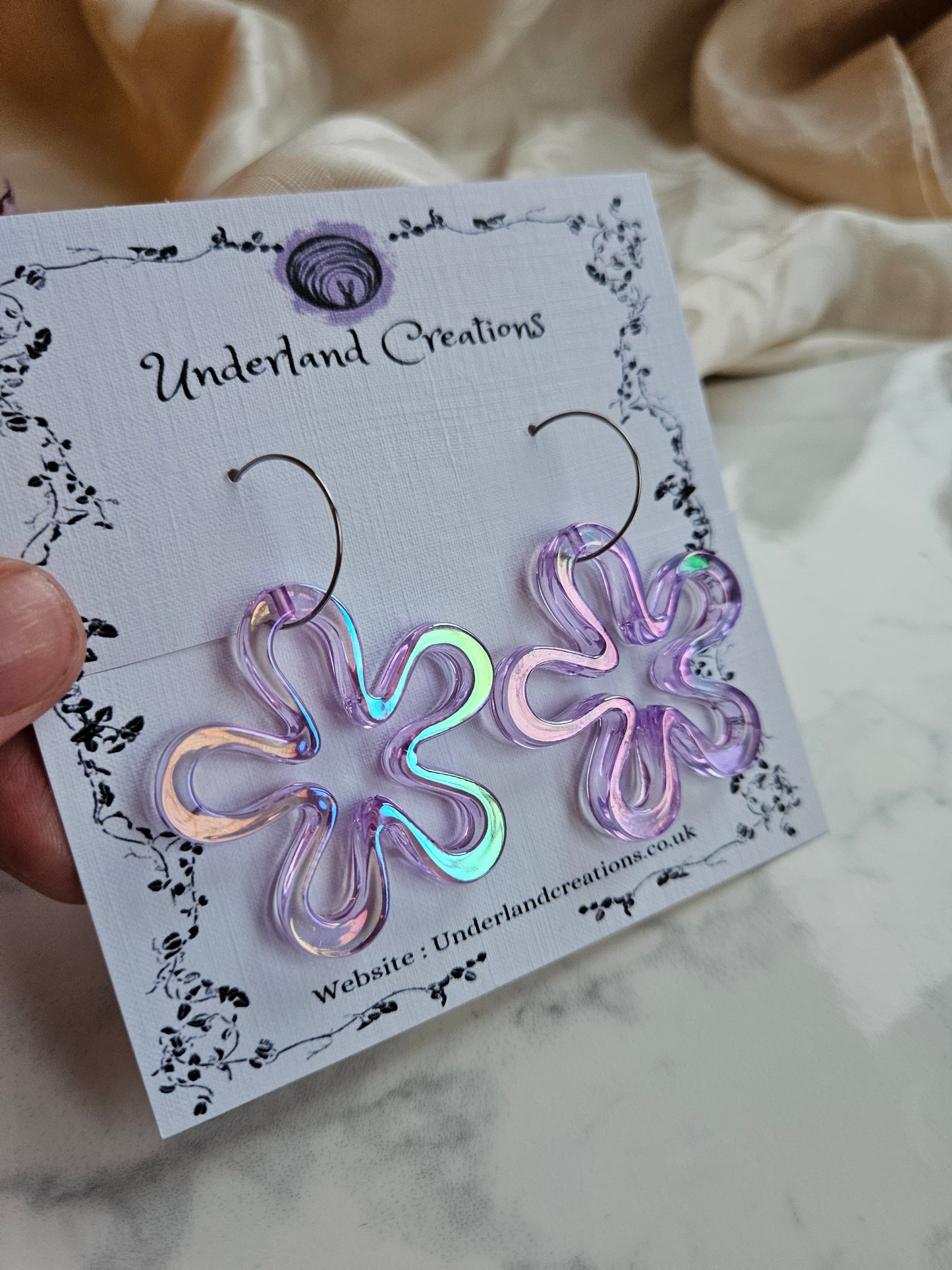 Iridescent Acrylic "Funky Flower" Earrings