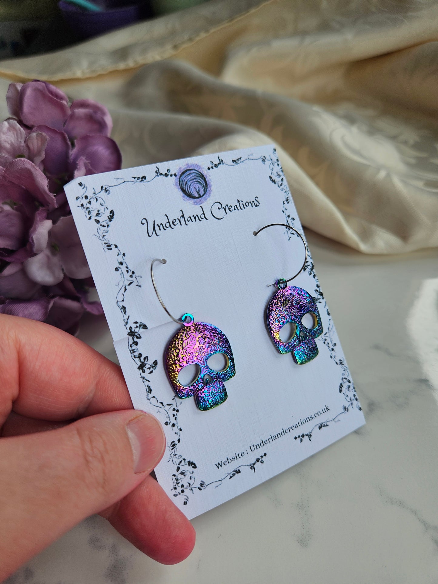 Rainbow Skull Earrings