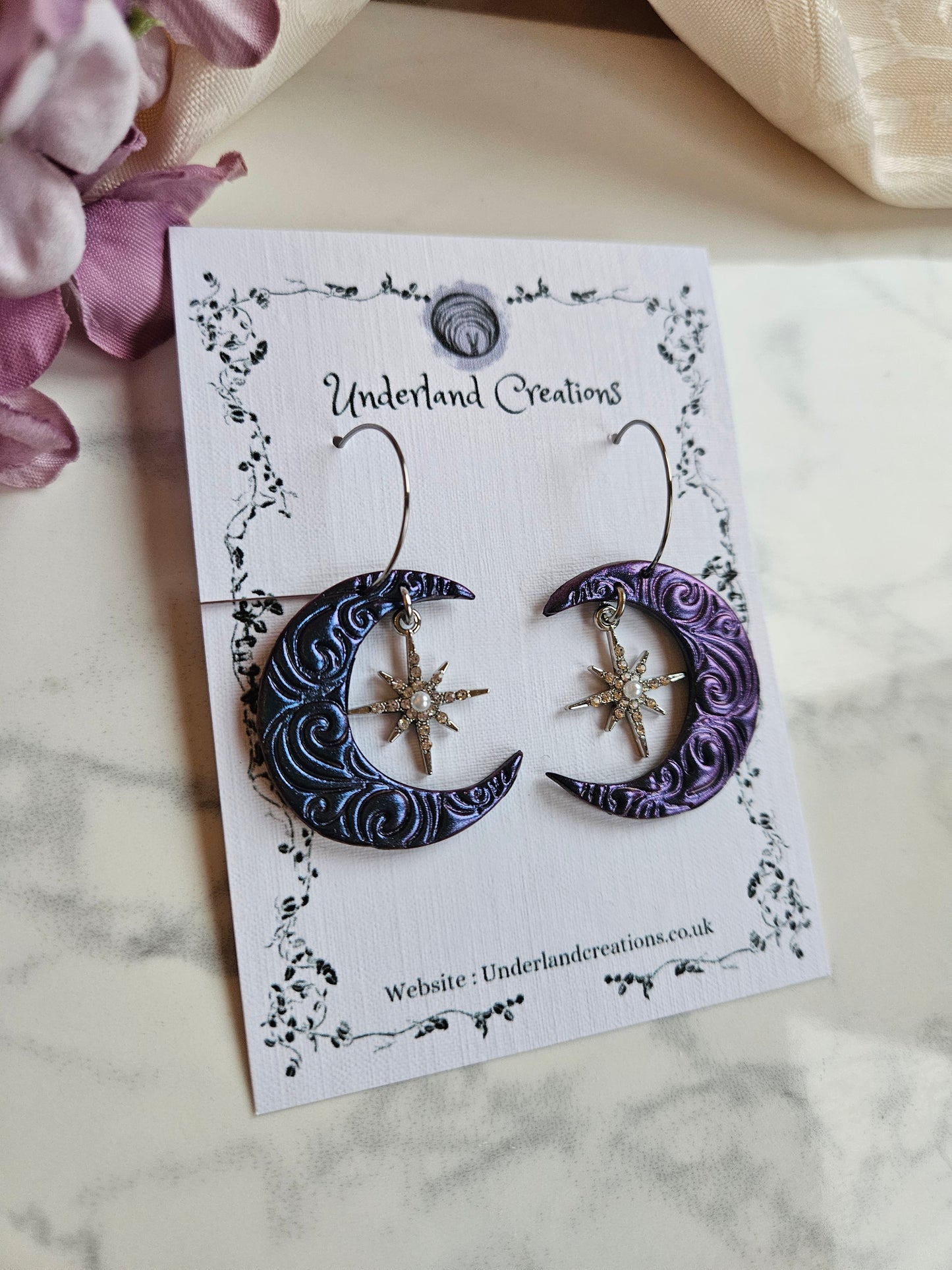 Swirly Moons in Metallic Deep Blue/Purple