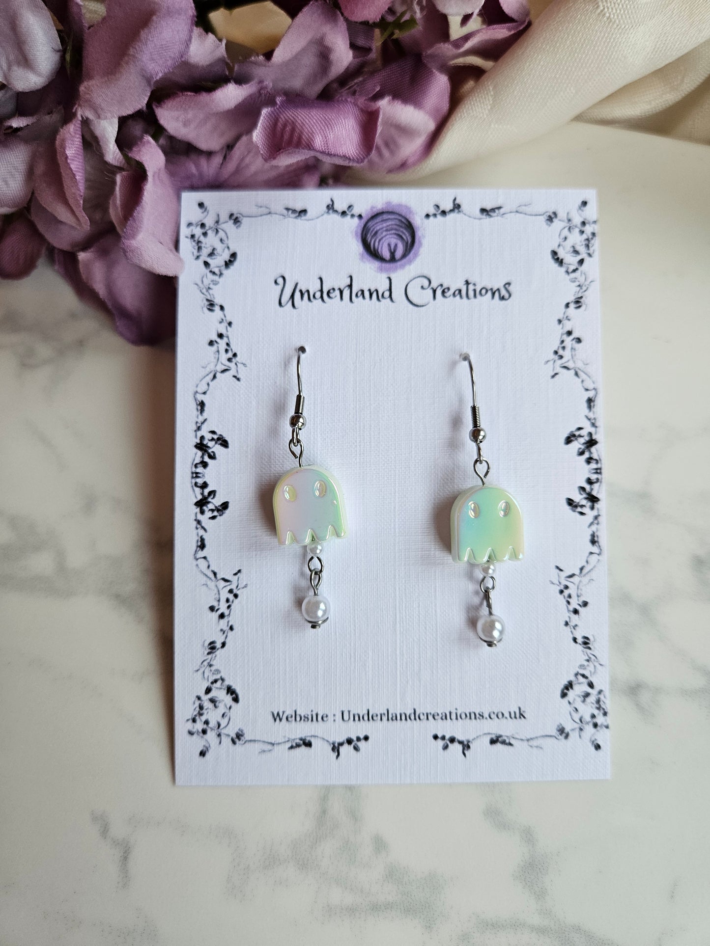 Iridescent Acrylic Ghost Earrings