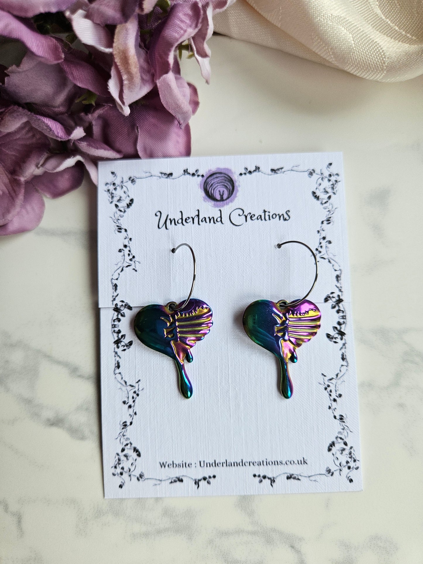 Rainbow Skeleton Heart Earrings