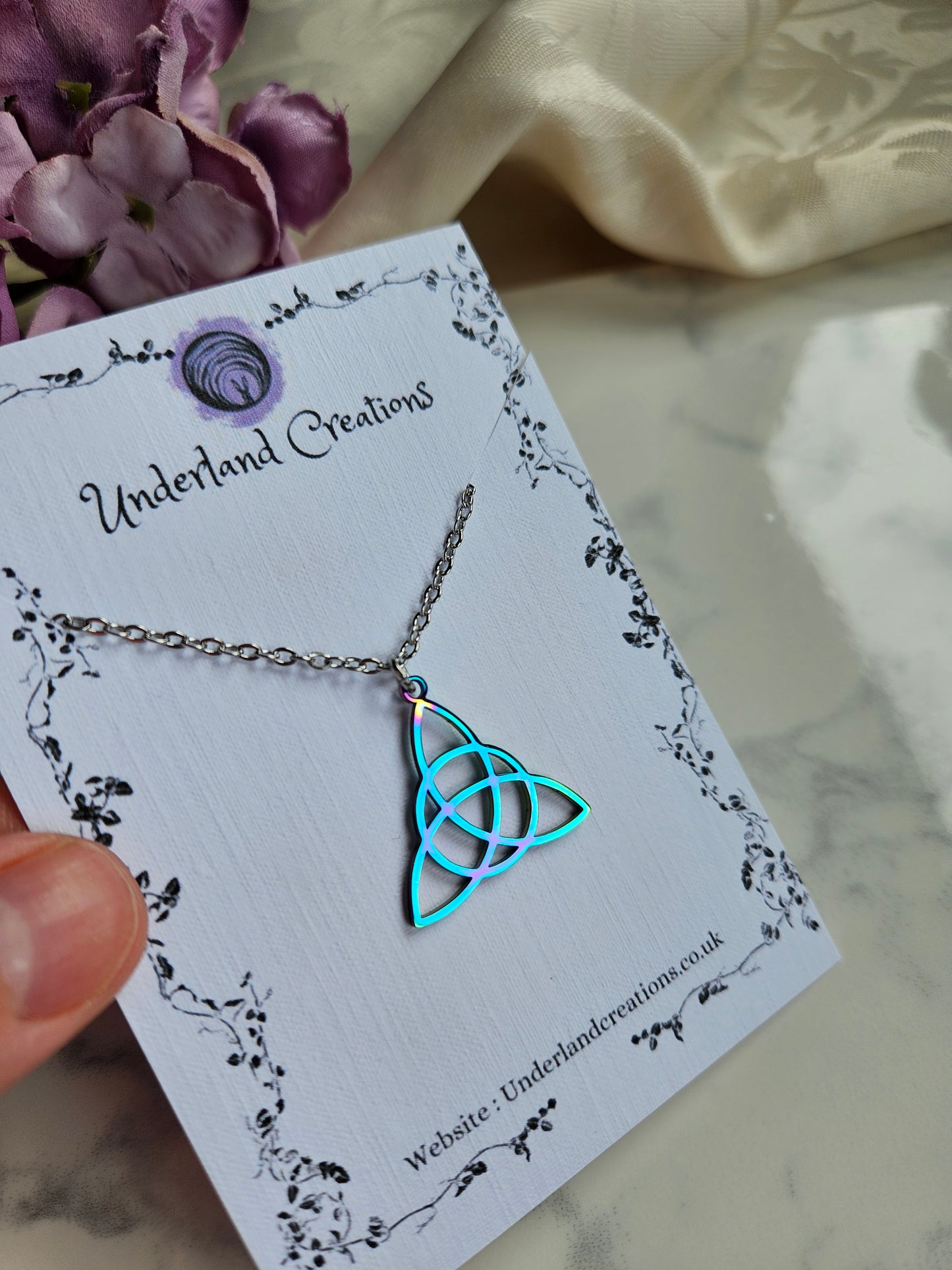 Rainbow Triquetra Necklace