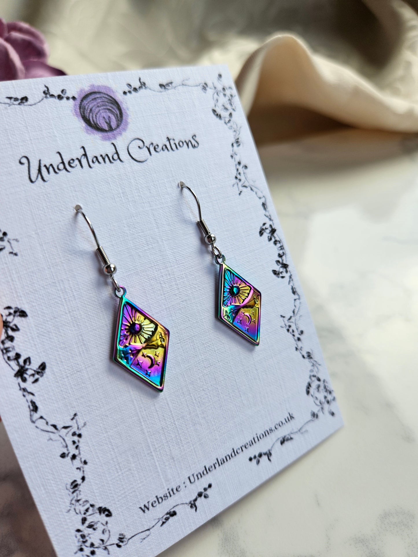 Rainbow Steel Celestial Diamond Earrings