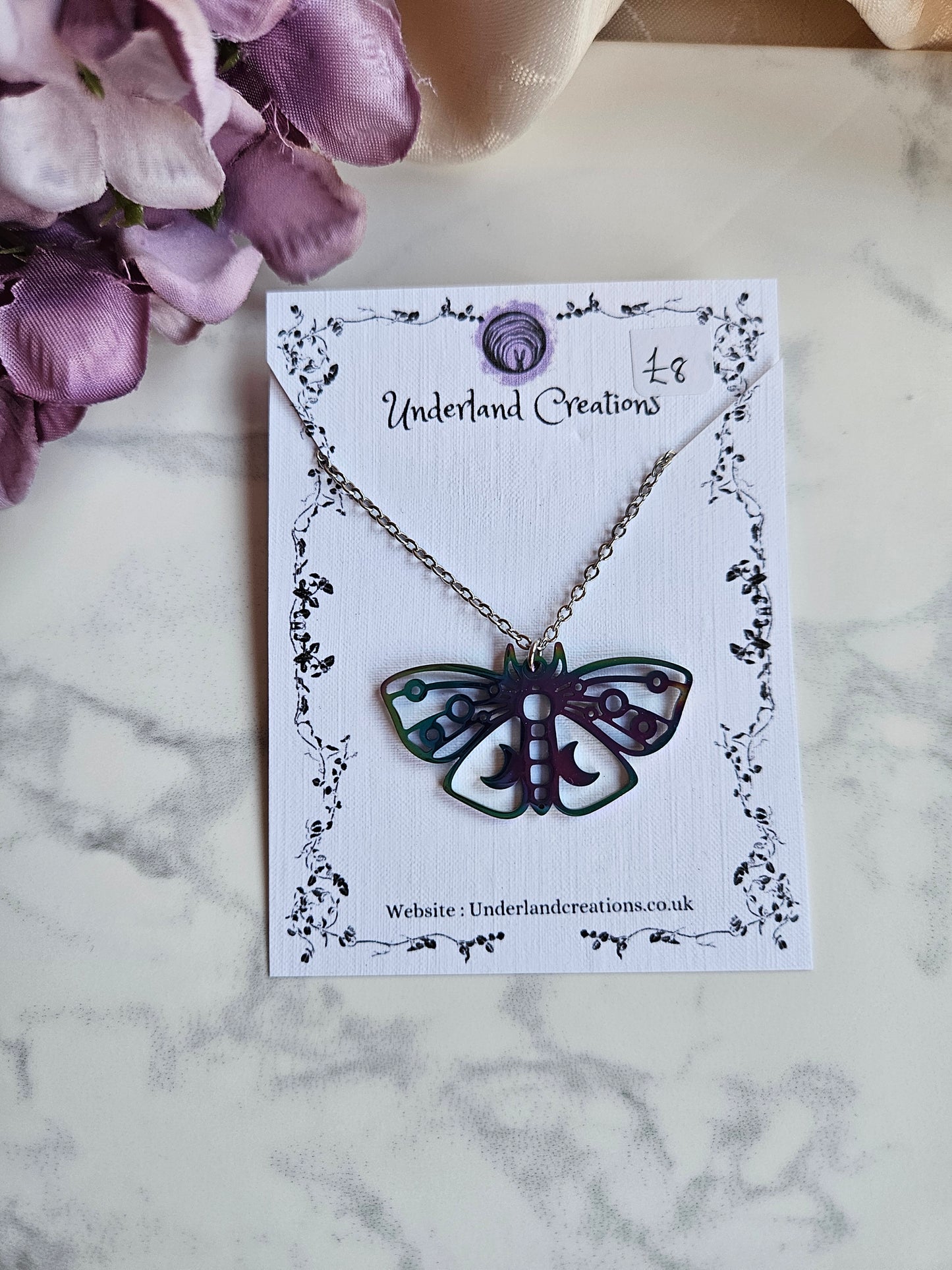 Rainbow Moth Necklace
