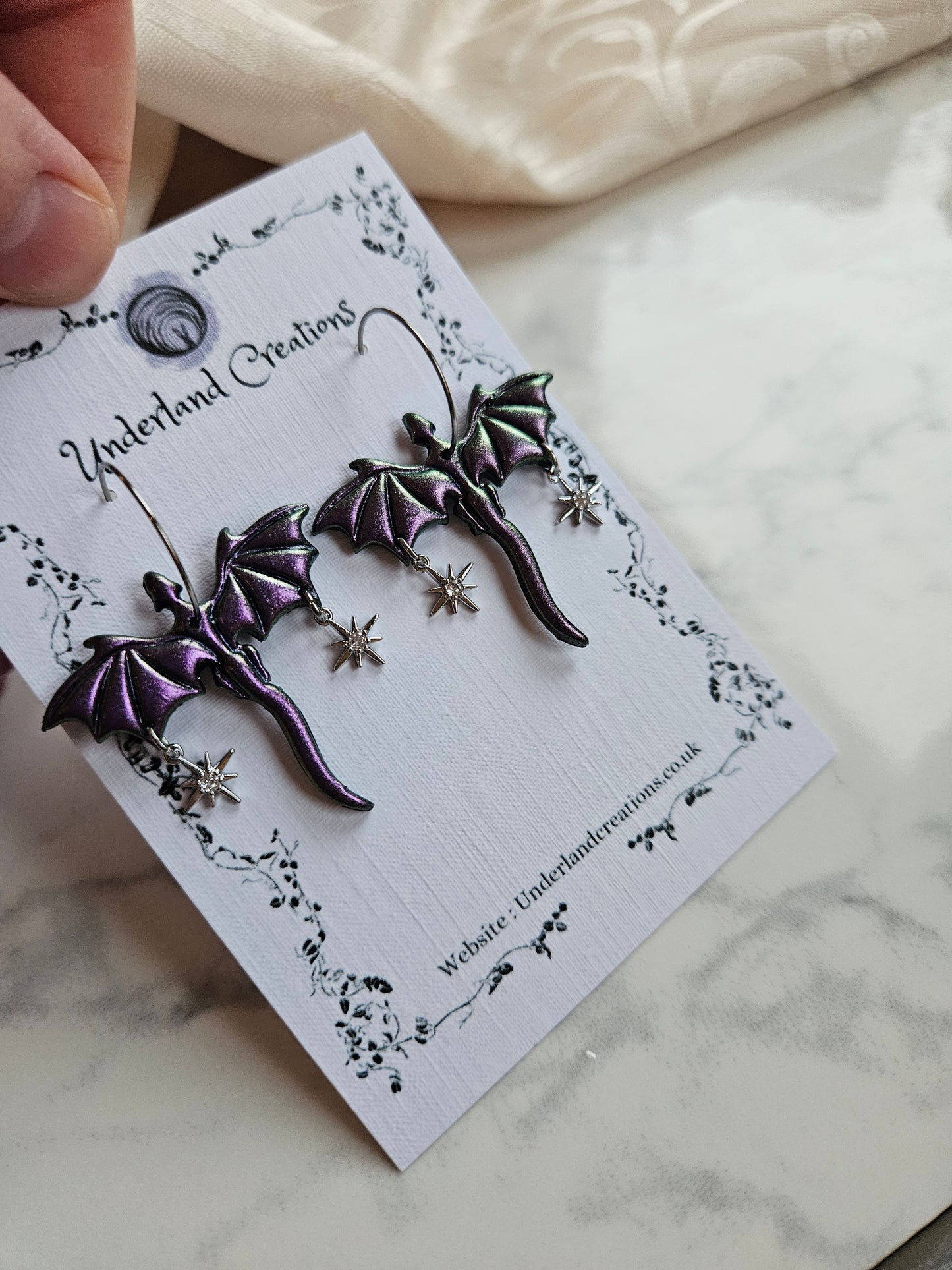 Medium Dragons in Metallic Purple/Antique Gold