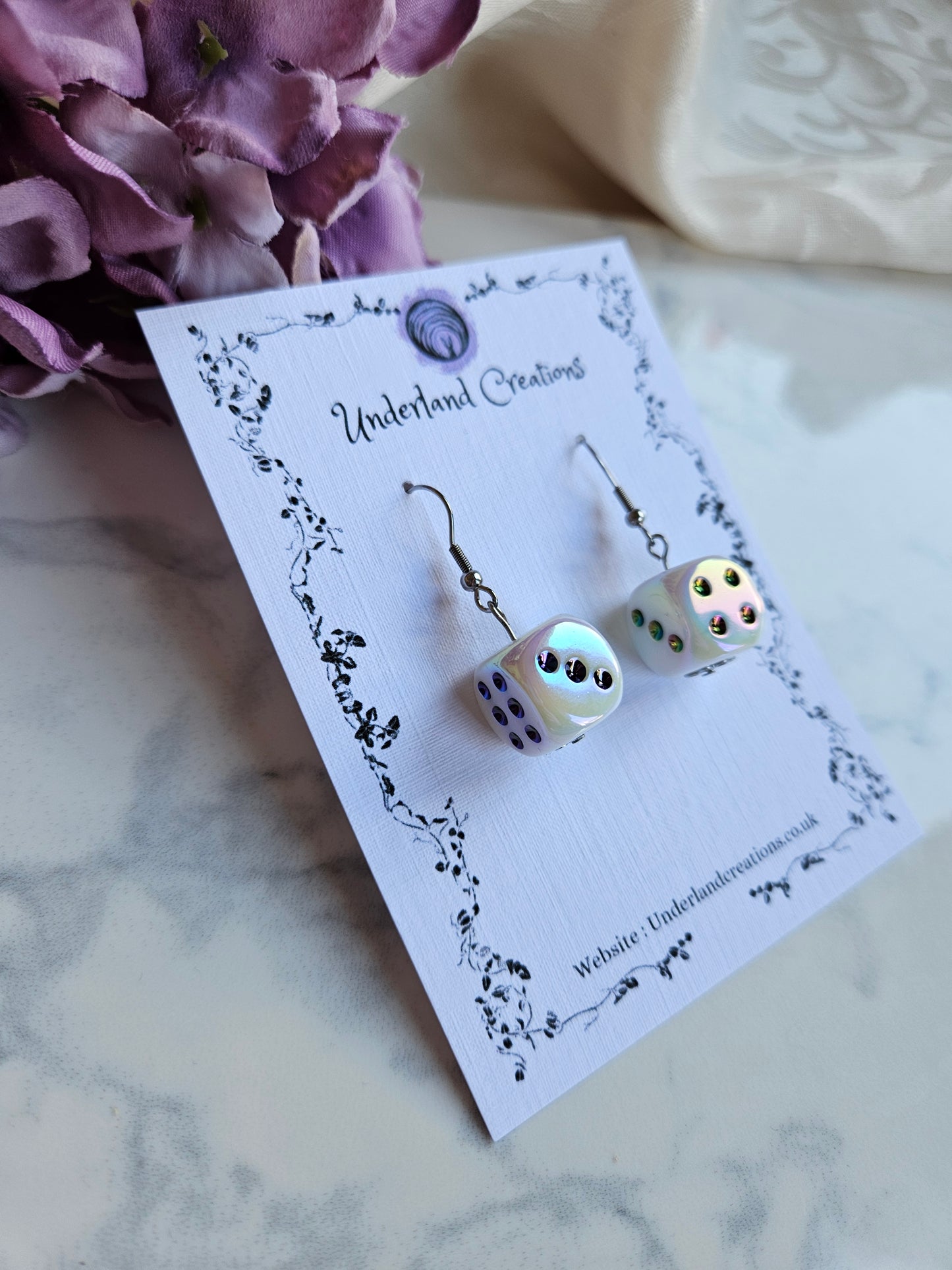 UV Plated Acrylic Dice Earrings