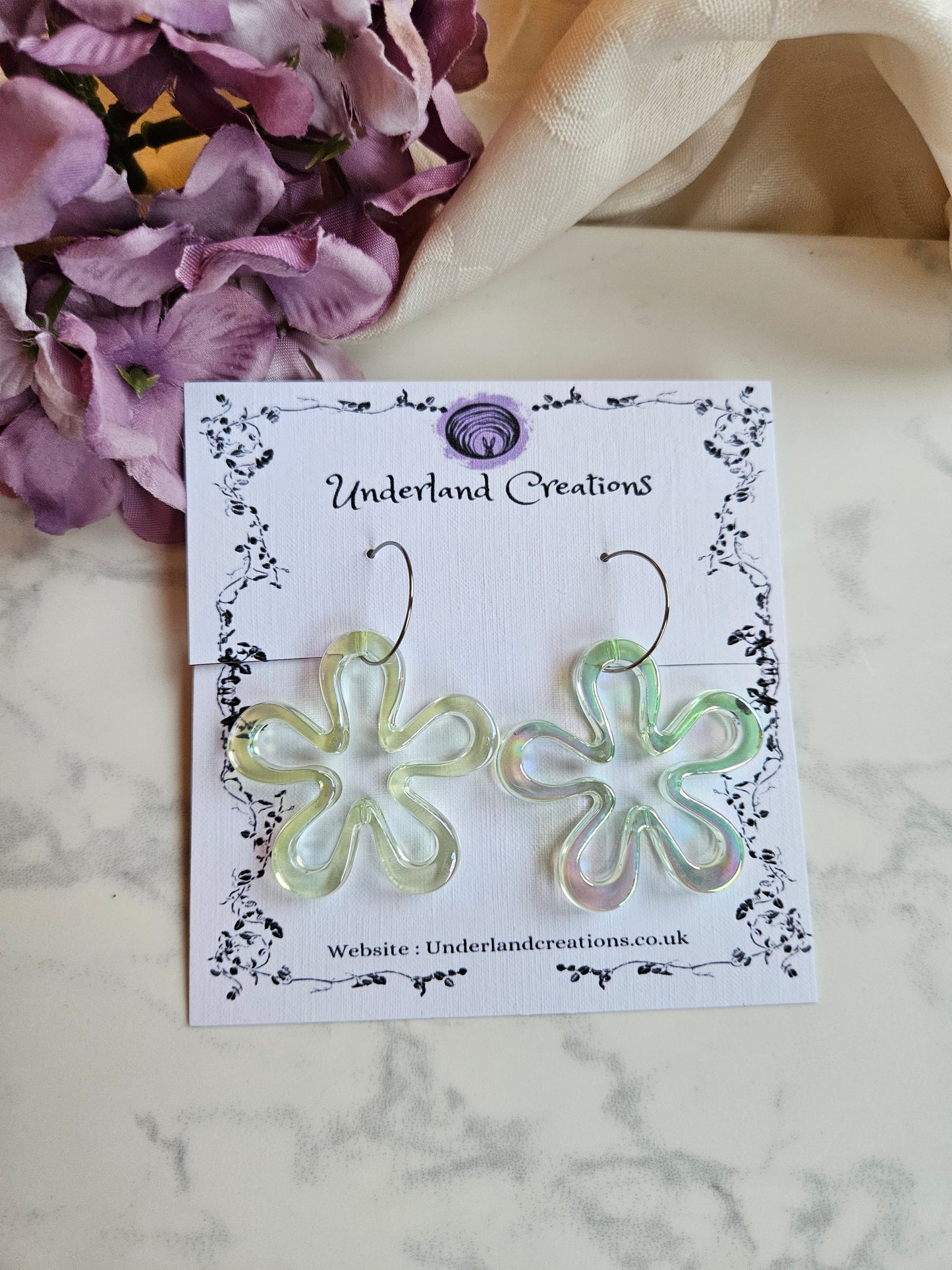 Iridescent Acrylic "Funky Flower" Earrings