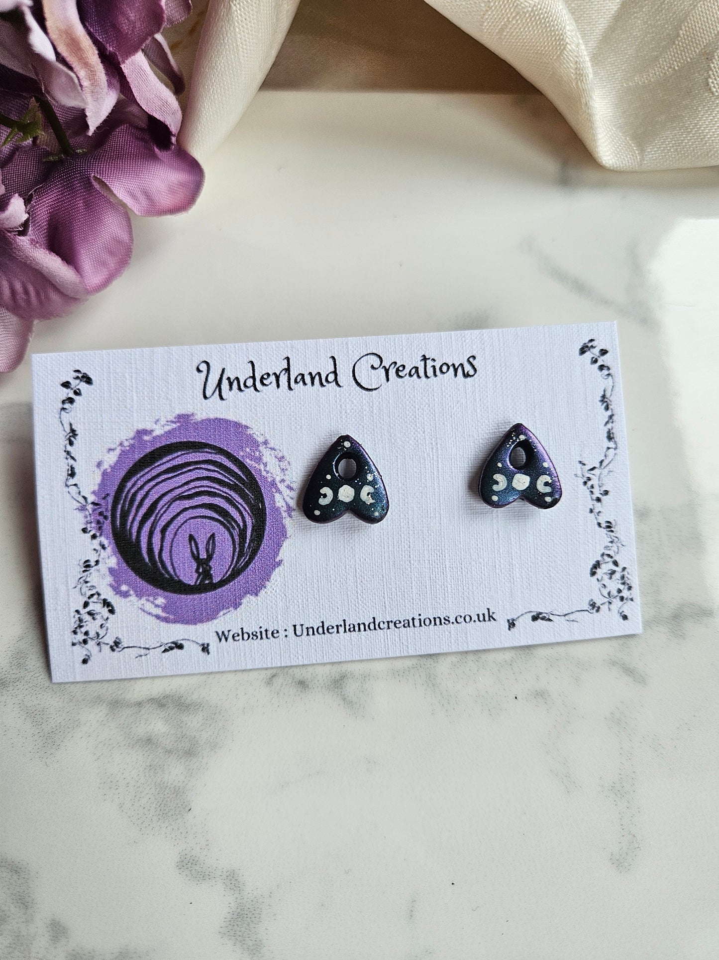 Planchette Studs in Metallic Purple/Blue