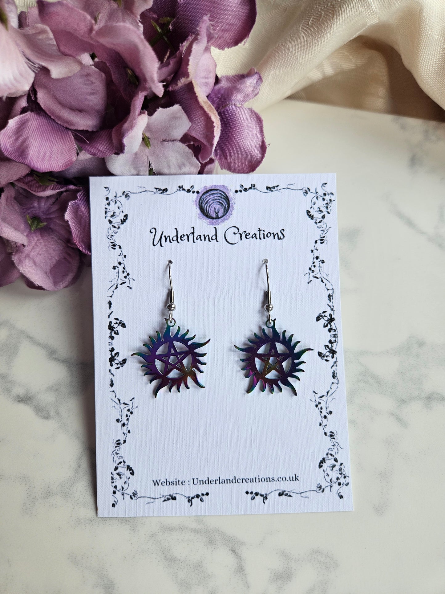 Rainbow Pentagram Sun Earrings
