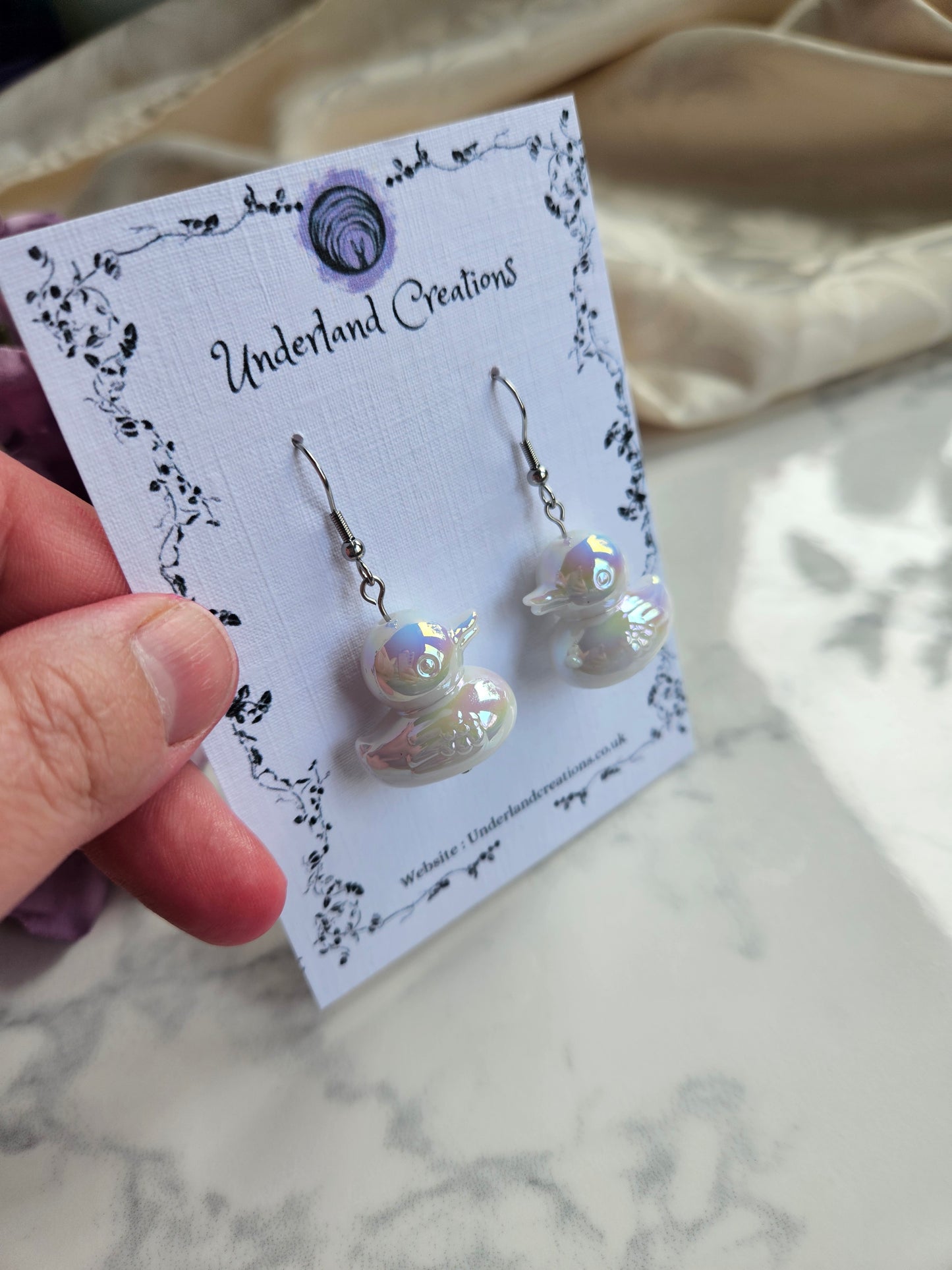 UV Plated Acrylic Duck Earrings