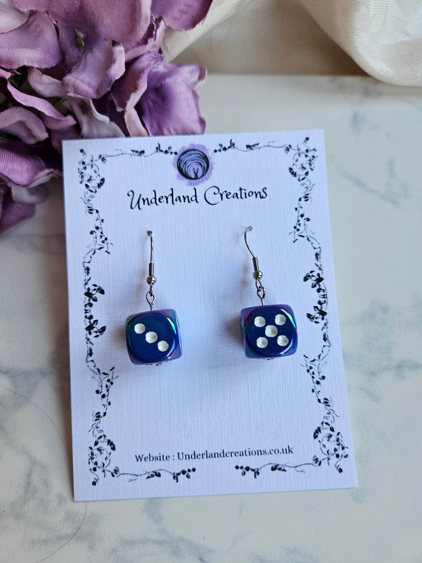 UV Plated Acrylic Dice Earrings