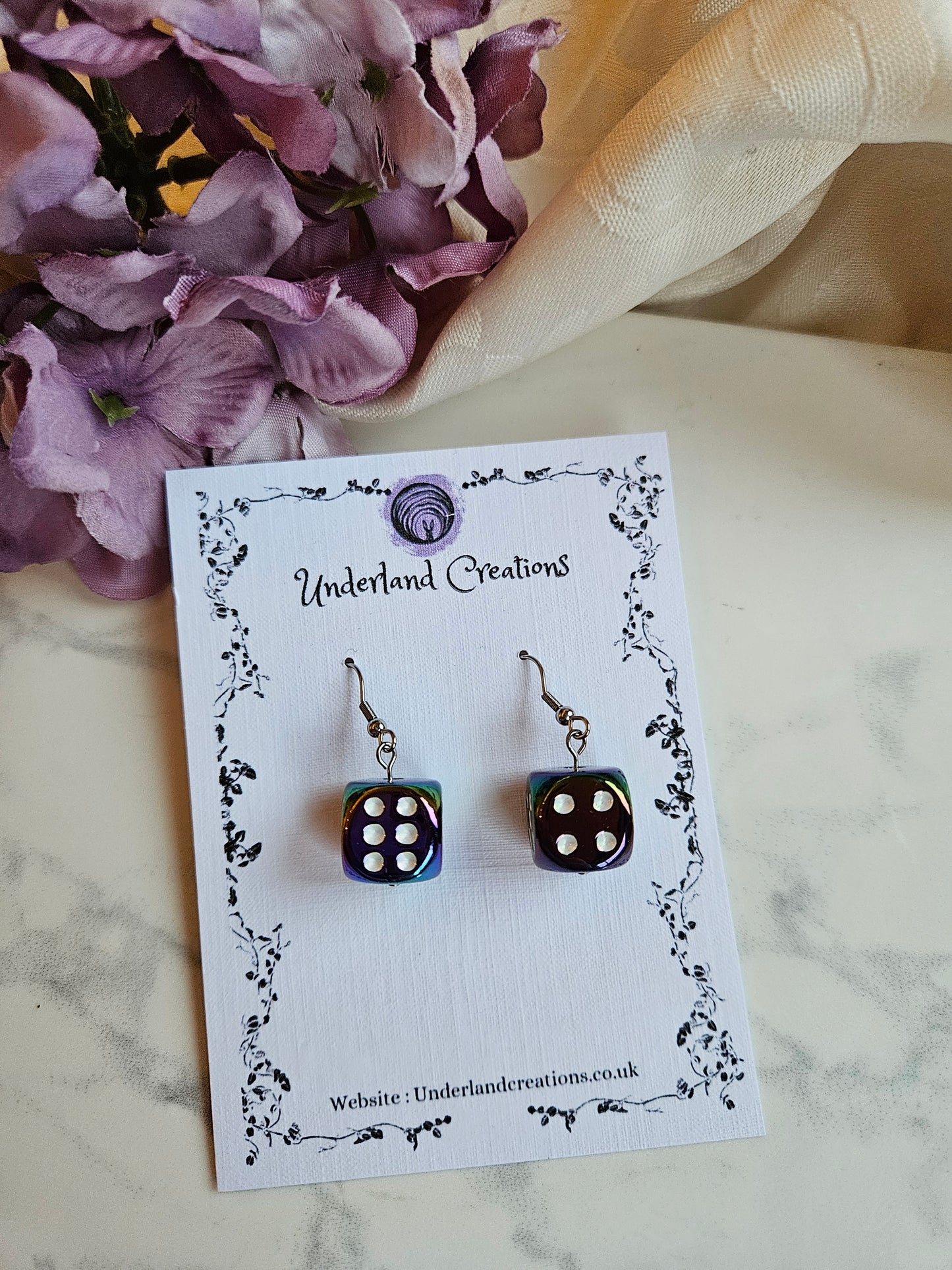 UV Plated Acrylic Dice Earrings