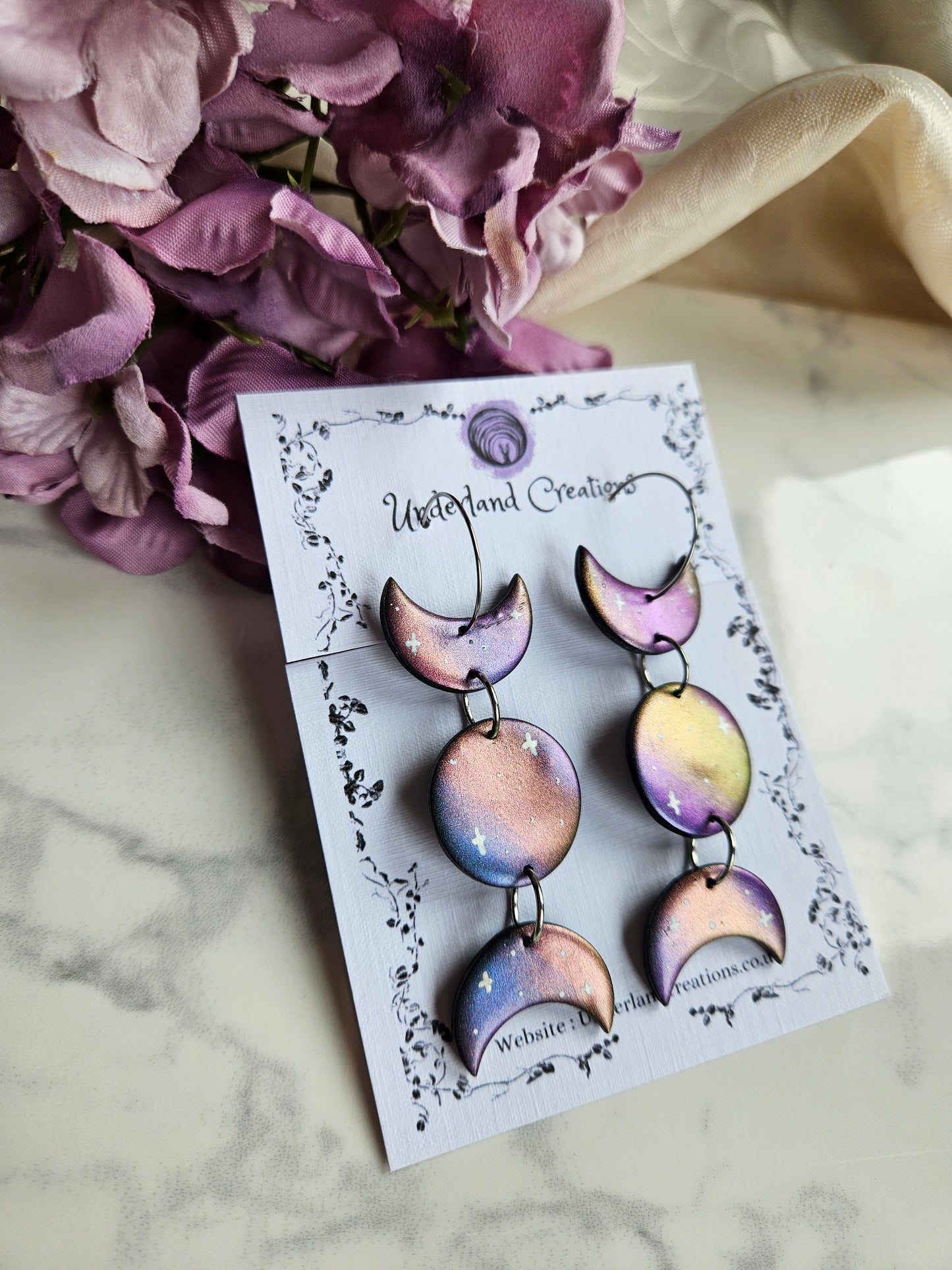 Metallic Triple Moon Earrings