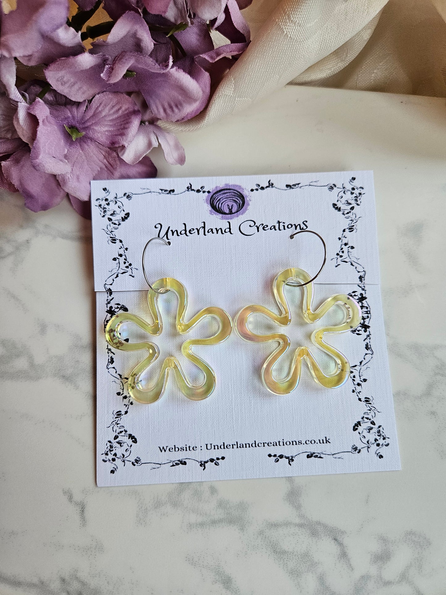 Iridescent Acrylic "Funky Flower" Earrings