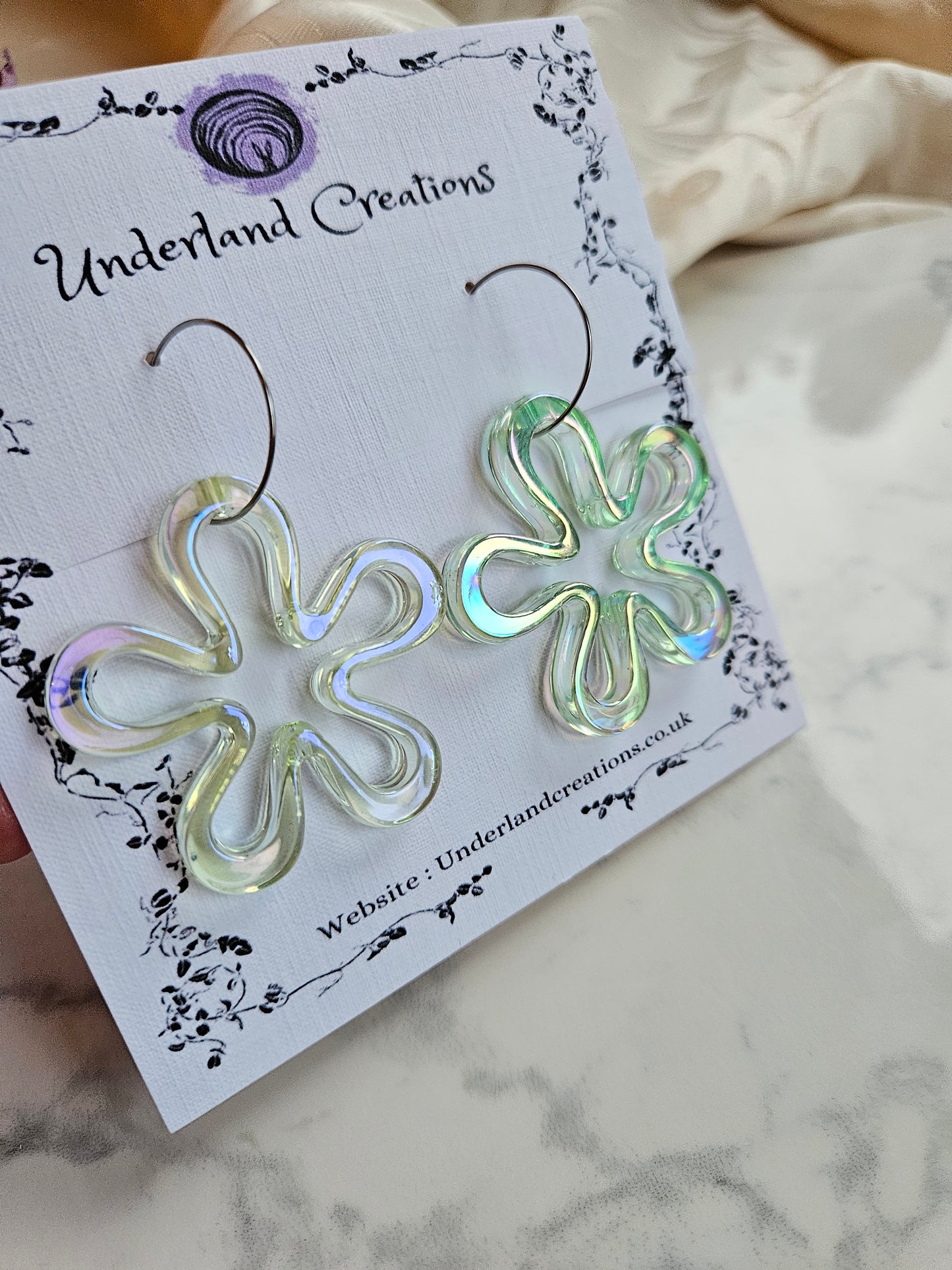 Iridescent Acrylic "Funky Flower" Earrings