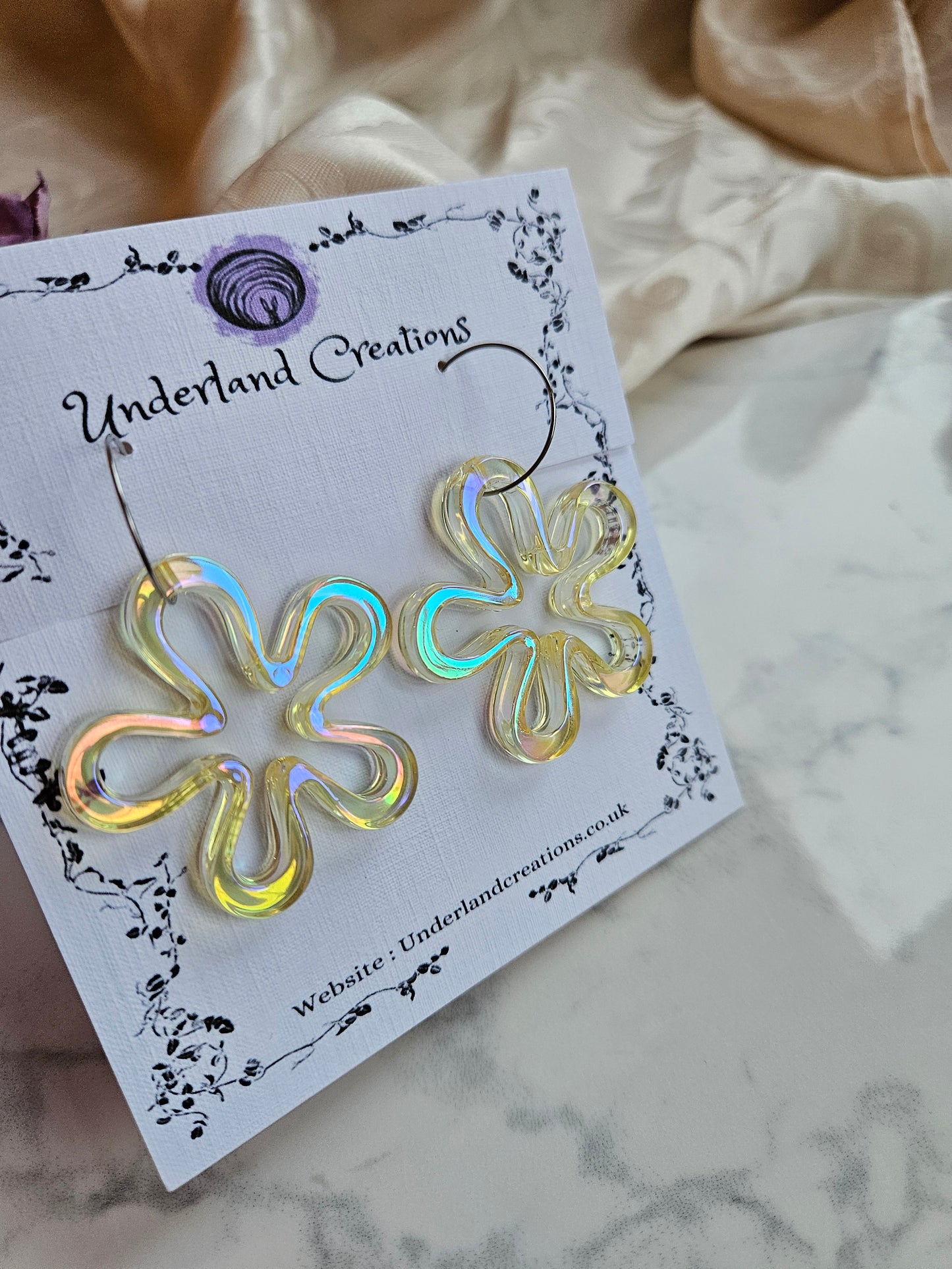 Iridescent Acrylic "Funky Flower" Earrings
