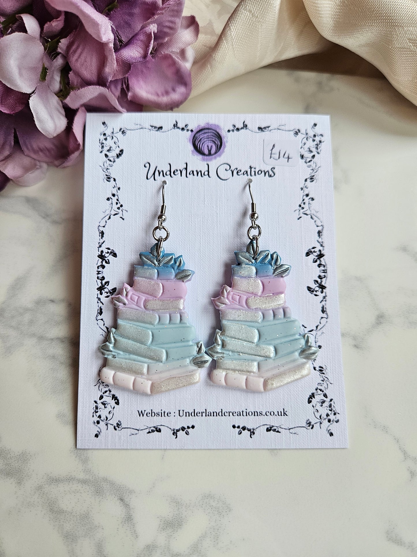 Book Stack Earrings in "Winter"