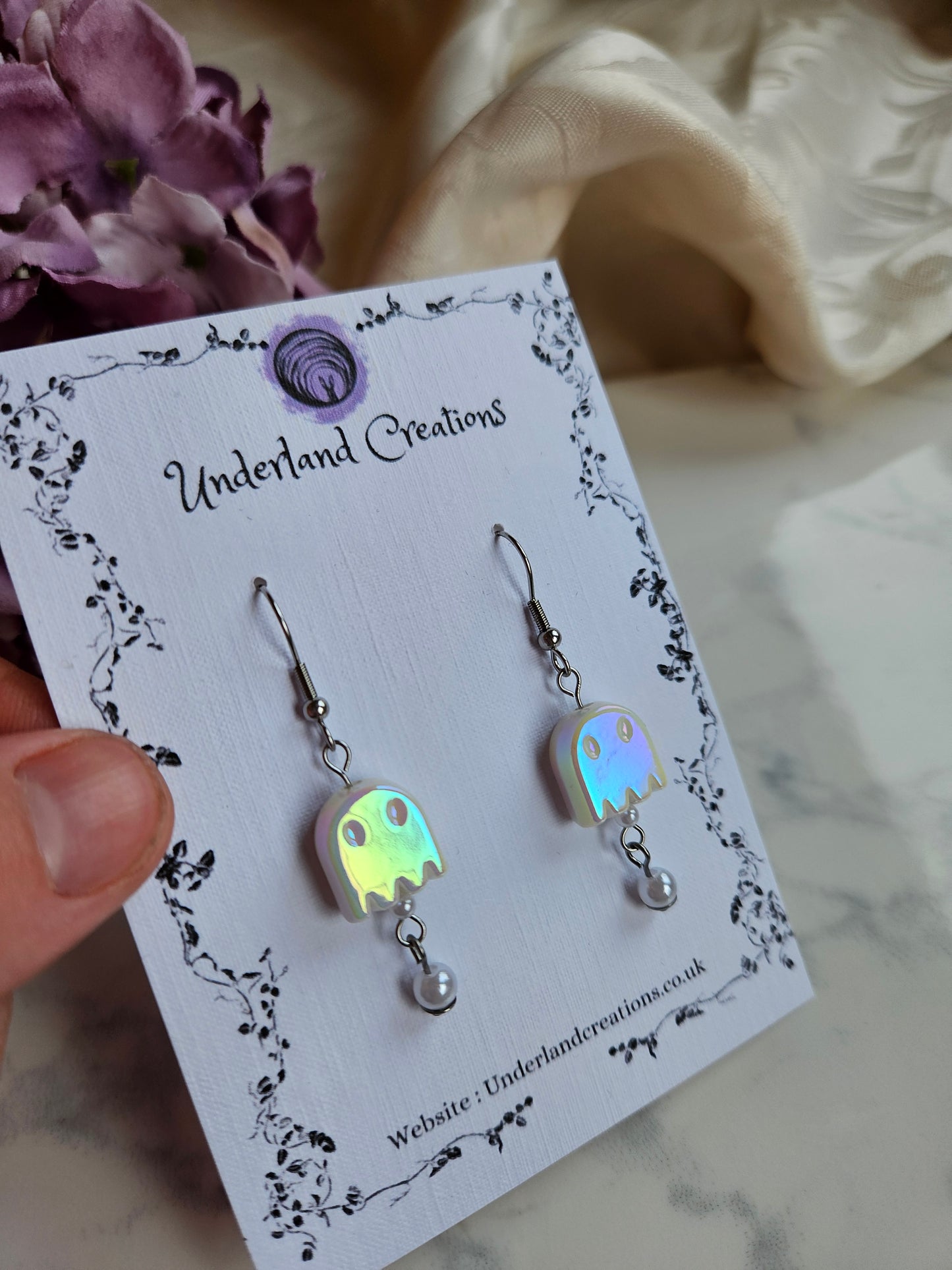 Iridescent Acrylic Ghost Earrings