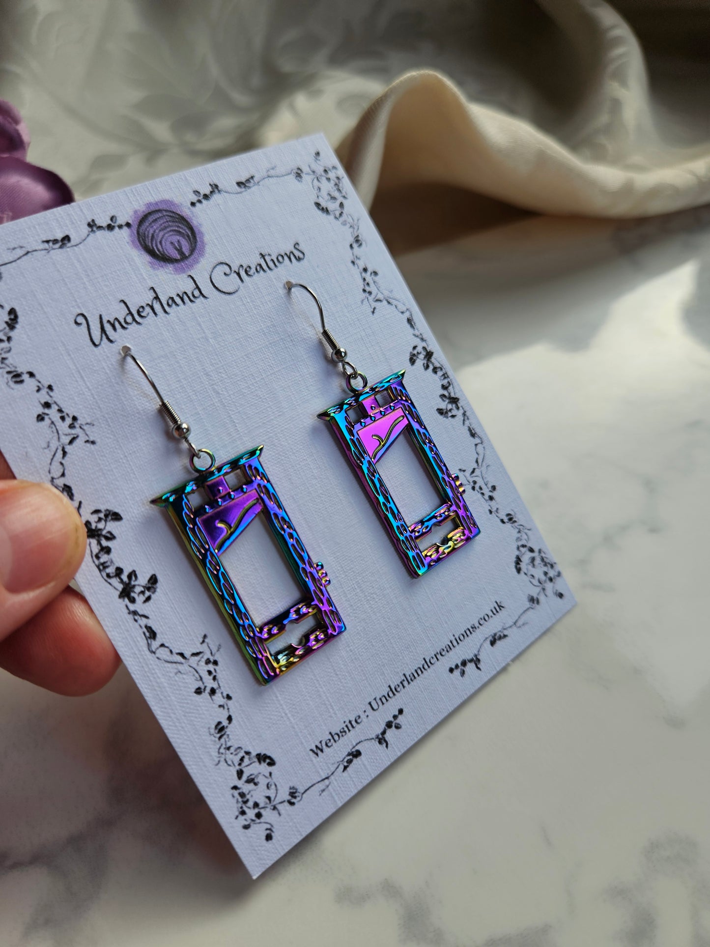 Rainbow Steel Guillotine Earrings