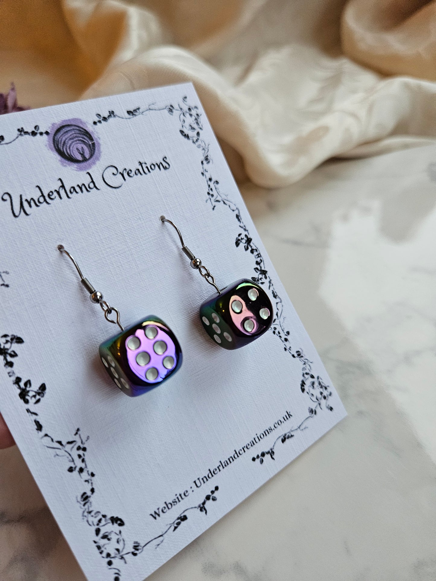 UV Plated Acrylic Dice Earrings