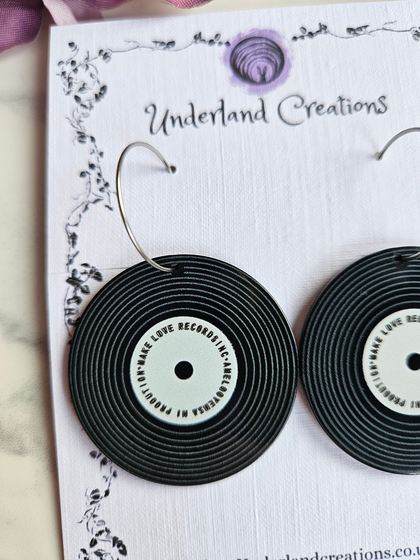 Acrylic Black and White Vinyl Earrings