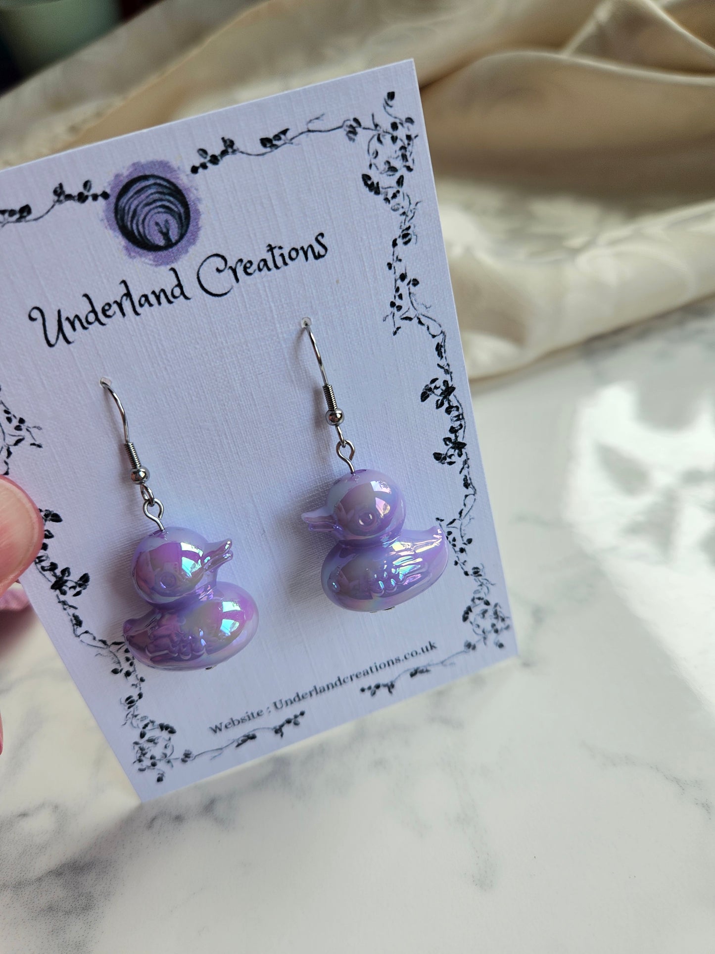 UV Plated Acrylic Duck Earrings
