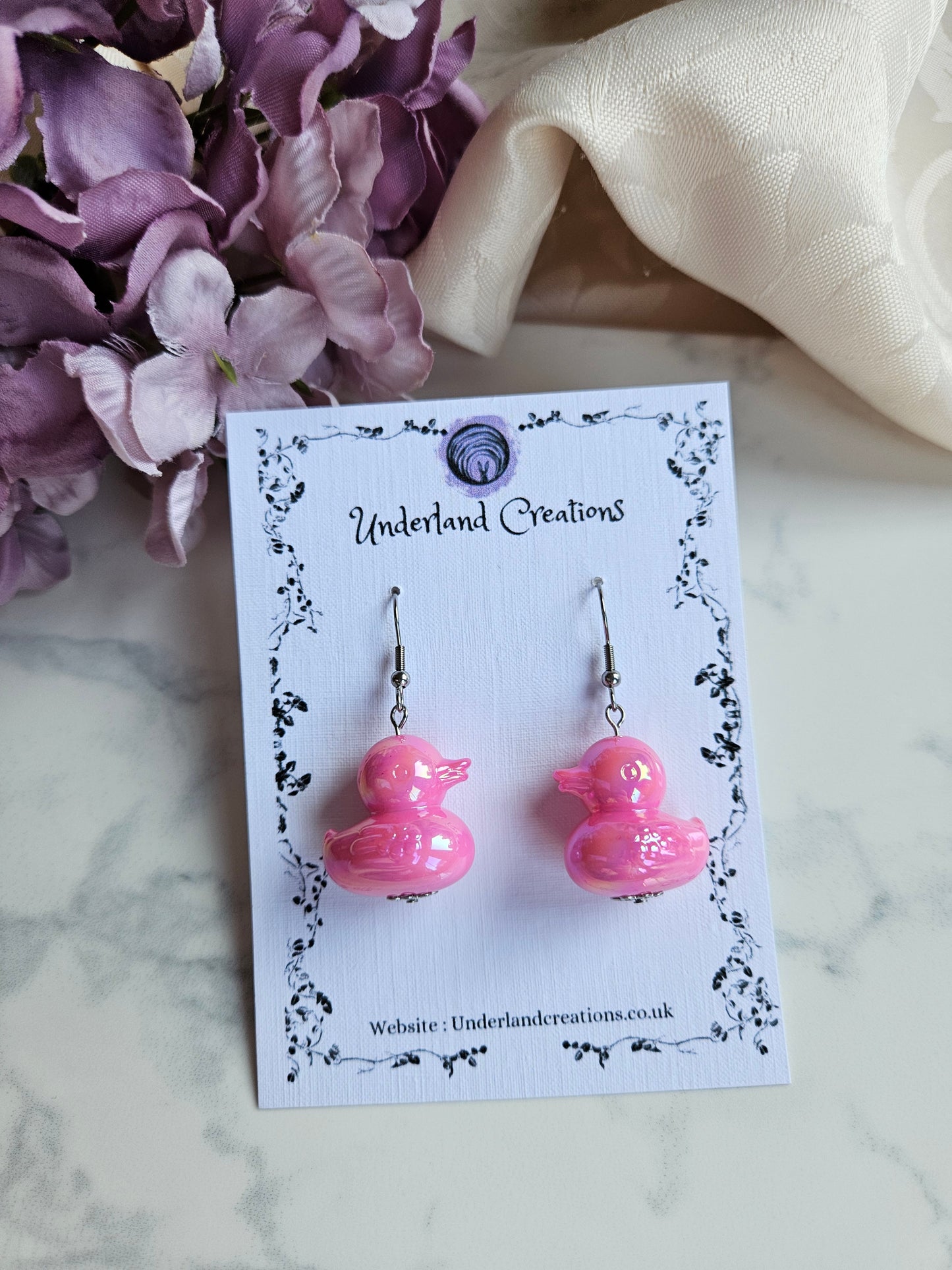 UV Plated Acrylic Duck Earrings