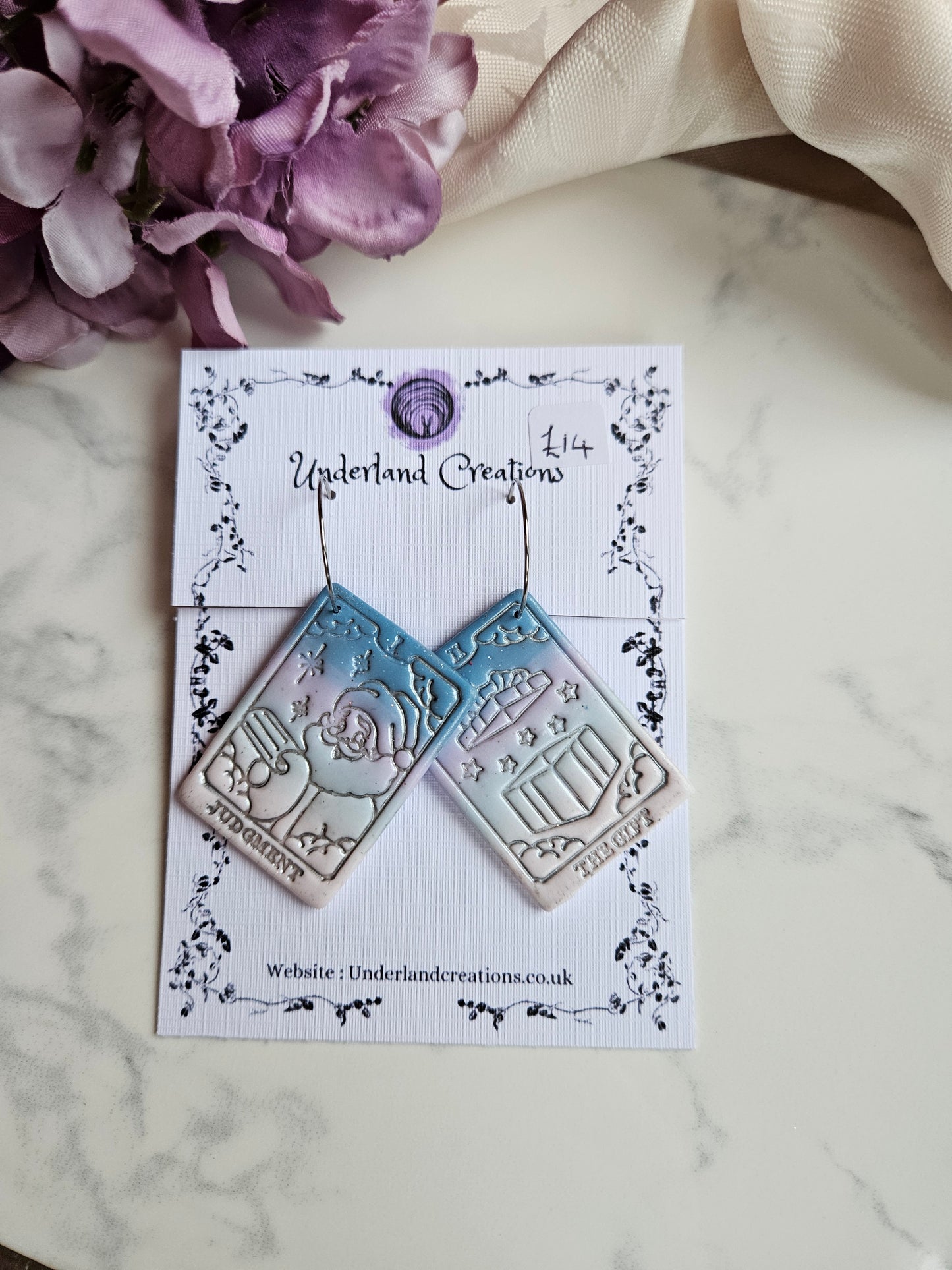 Festive Tarot Card Earrings in "Winter"