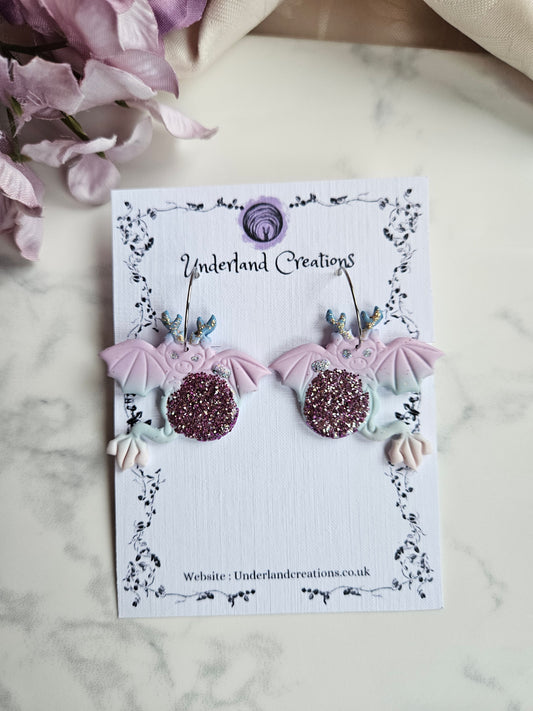 Christmas Dragon Earrings in "Winter"