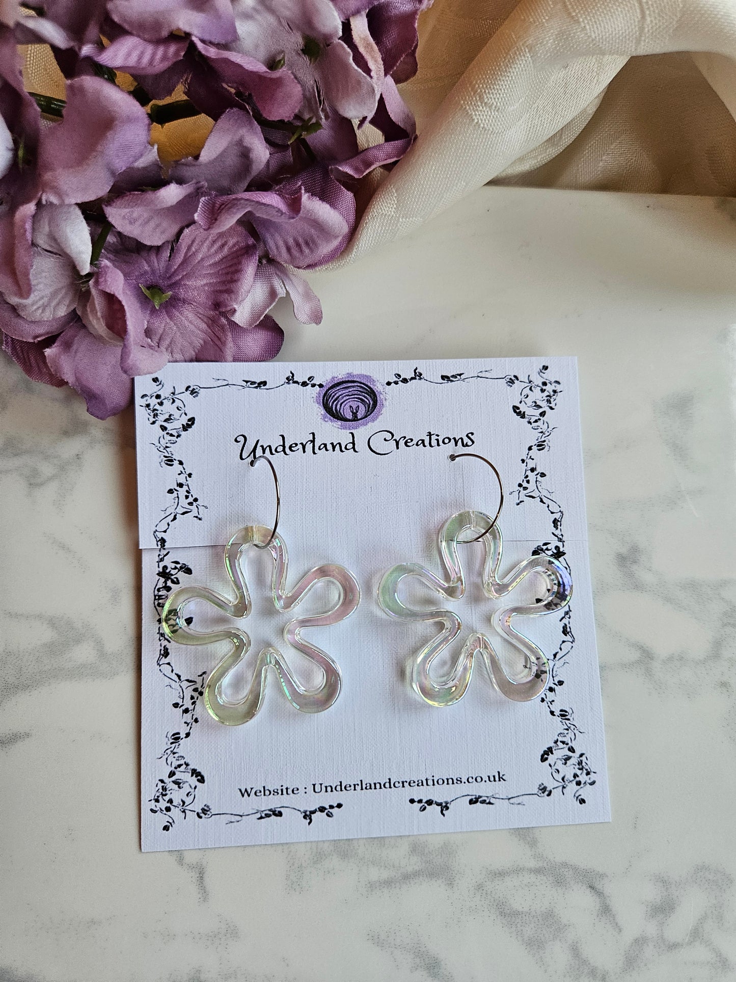 Iridescent Acrylic "Funky Flower" Earrings