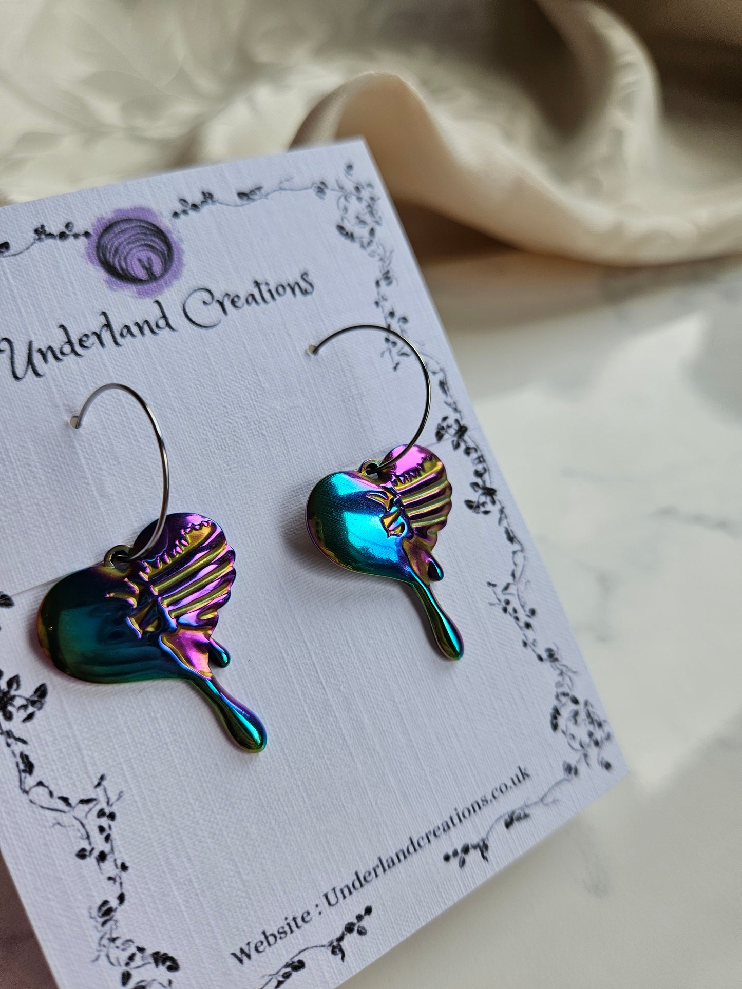 Rainbow Skeleton Heart Earrings