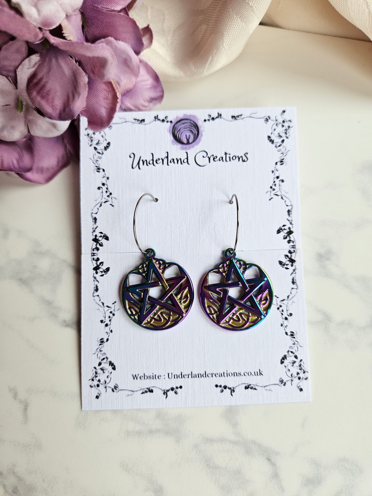 Rainbow Pentagram Earrings