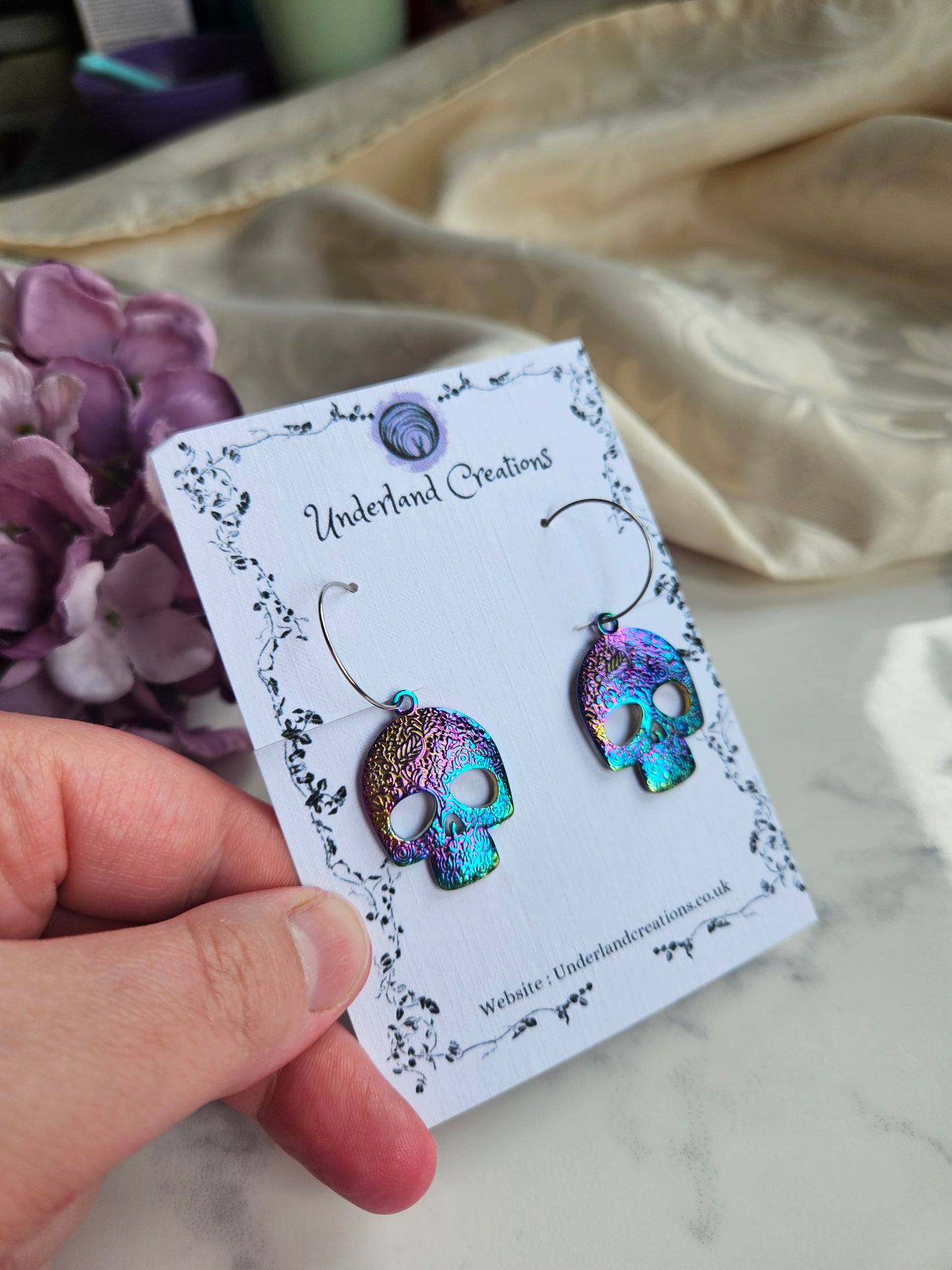 Rainbow Skull Earrings