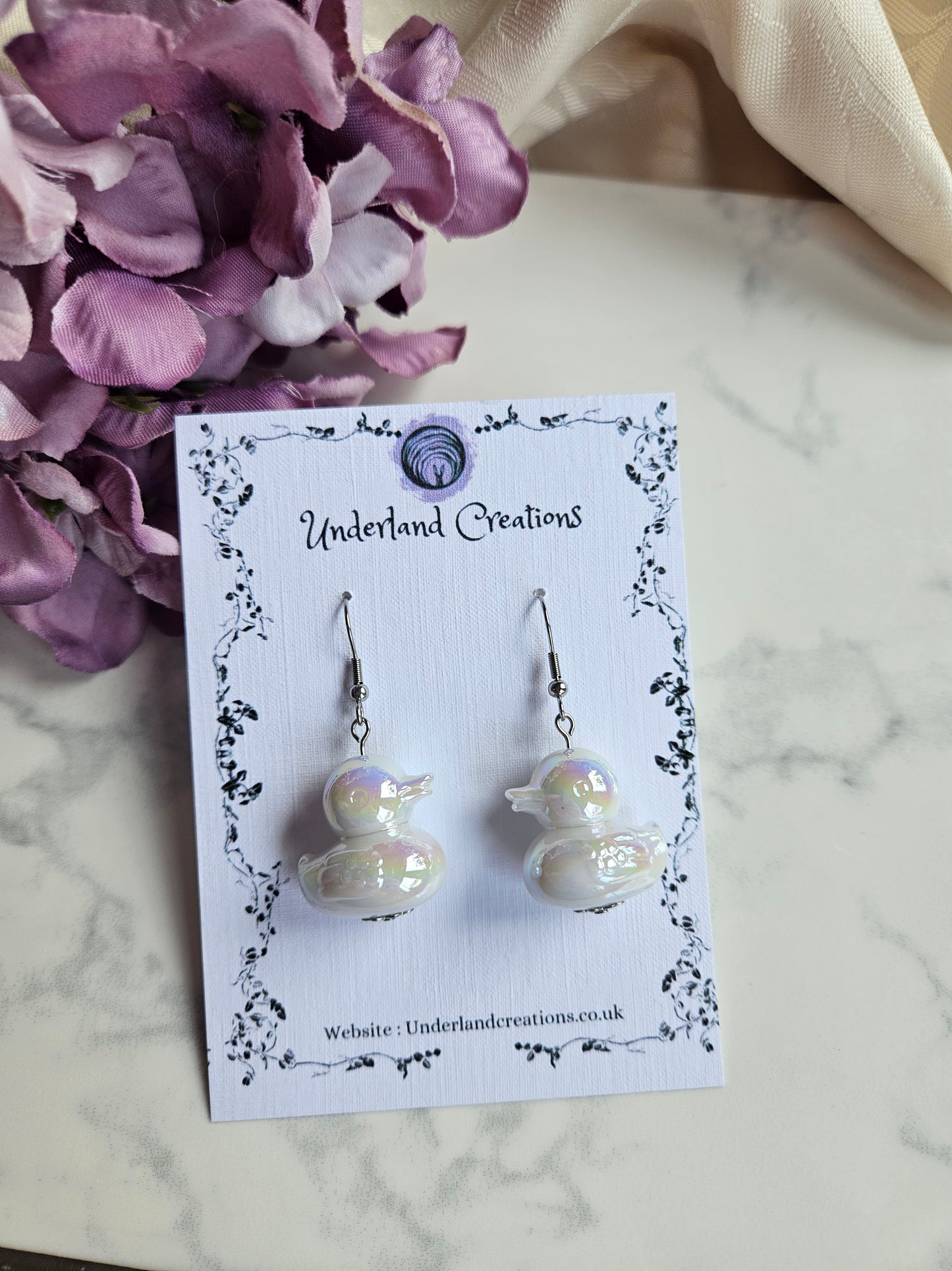 UV Plated Acrylic Duck Earrings