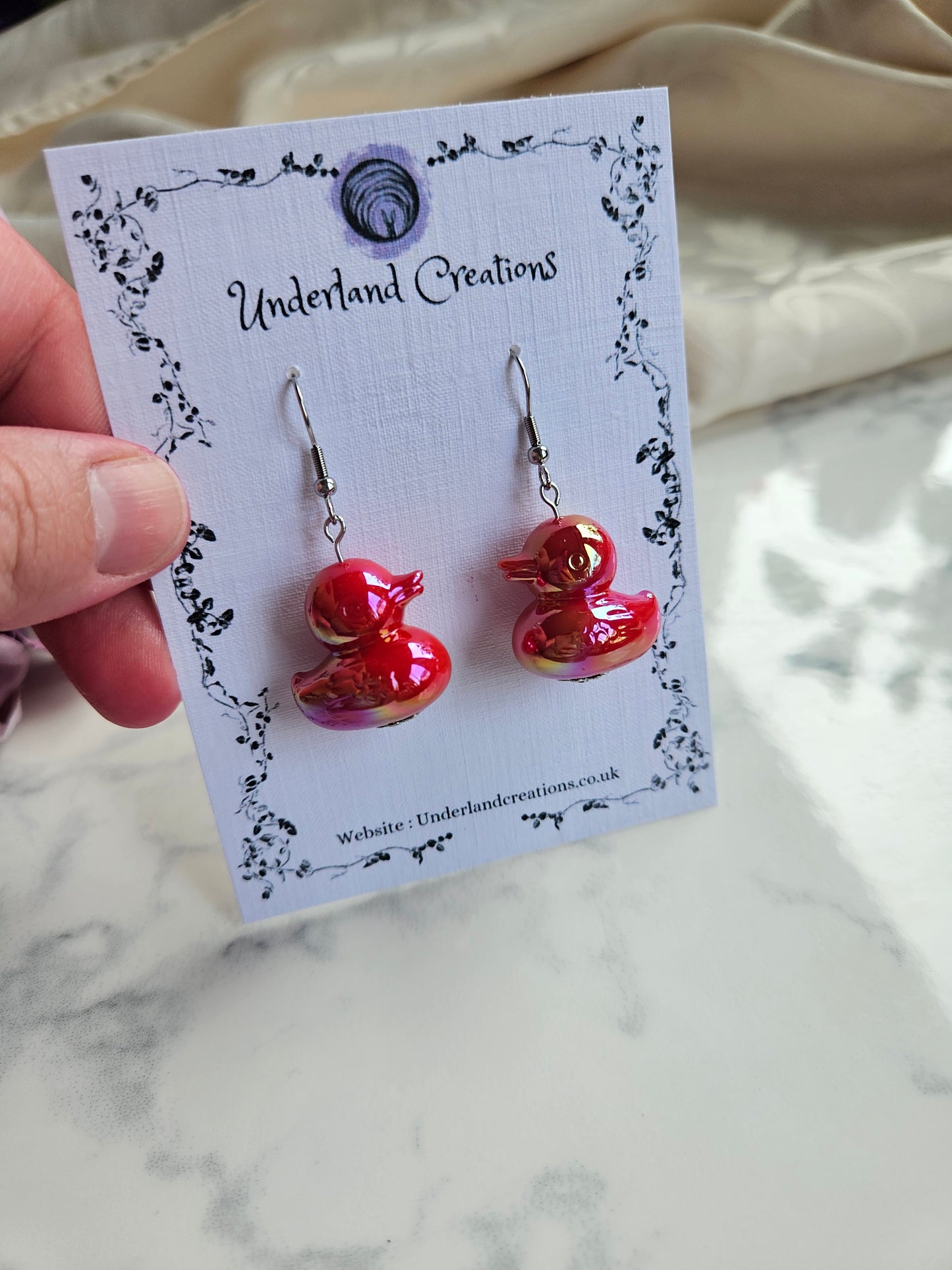 UV Plated Acrylic Duck Earrings