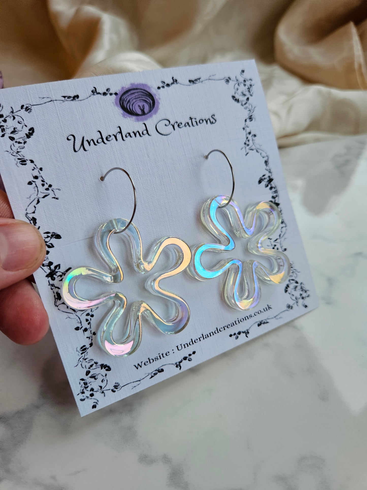 Iridescent Acrylic "Funky Flower" Earrings
