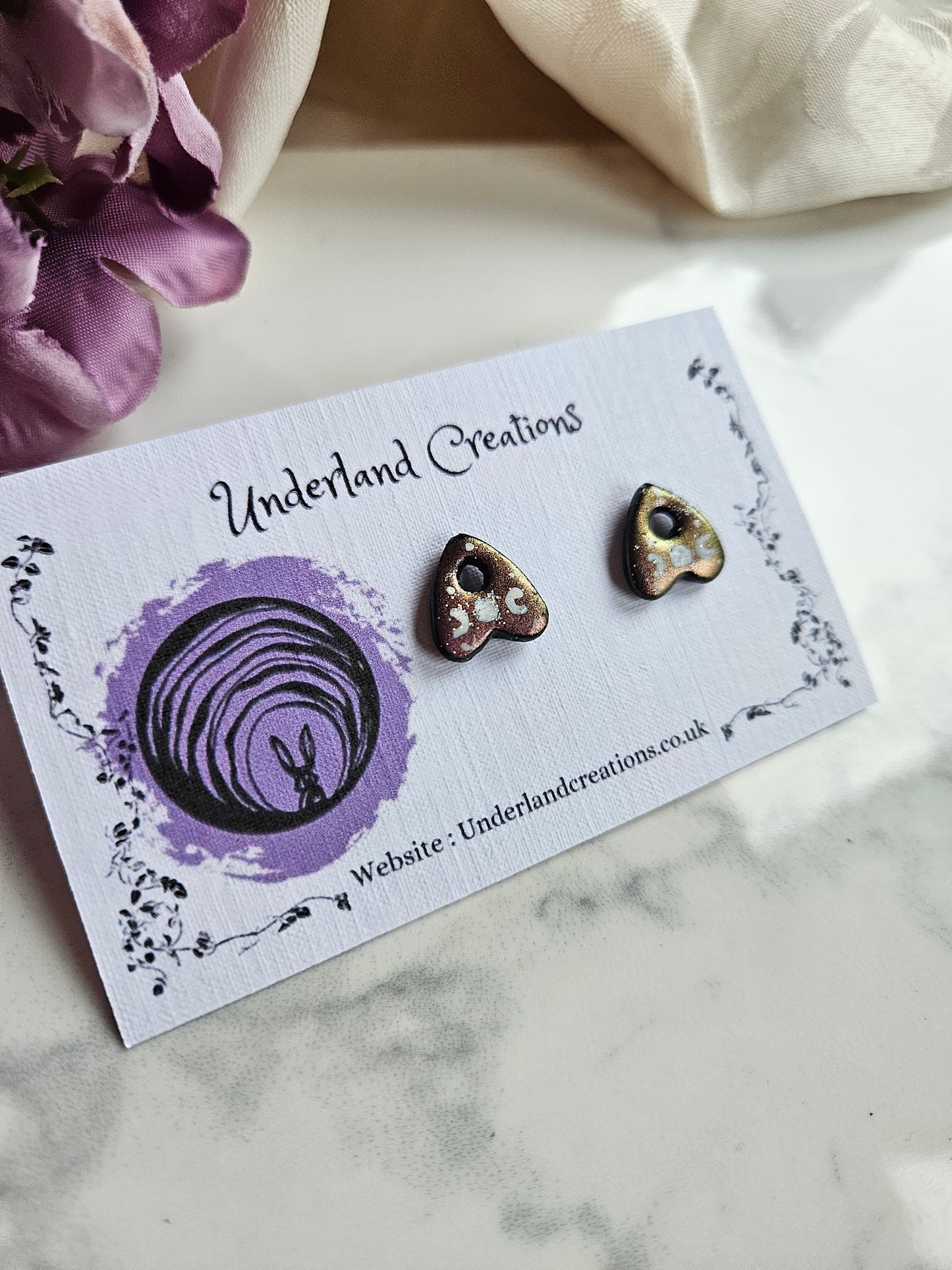 Planchette Studs in Metallic Pink/Gold