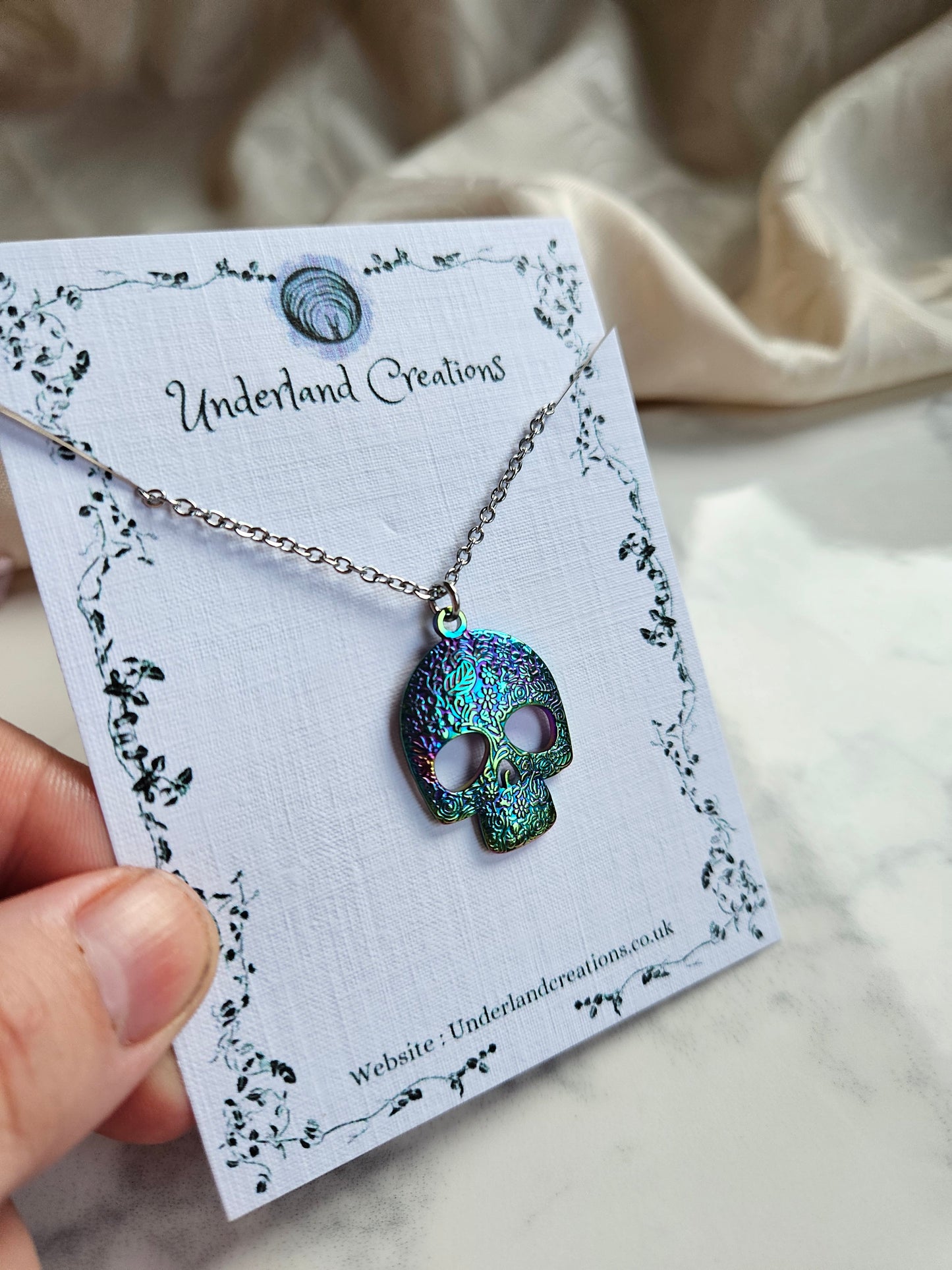 Rainbow Skull Necklace