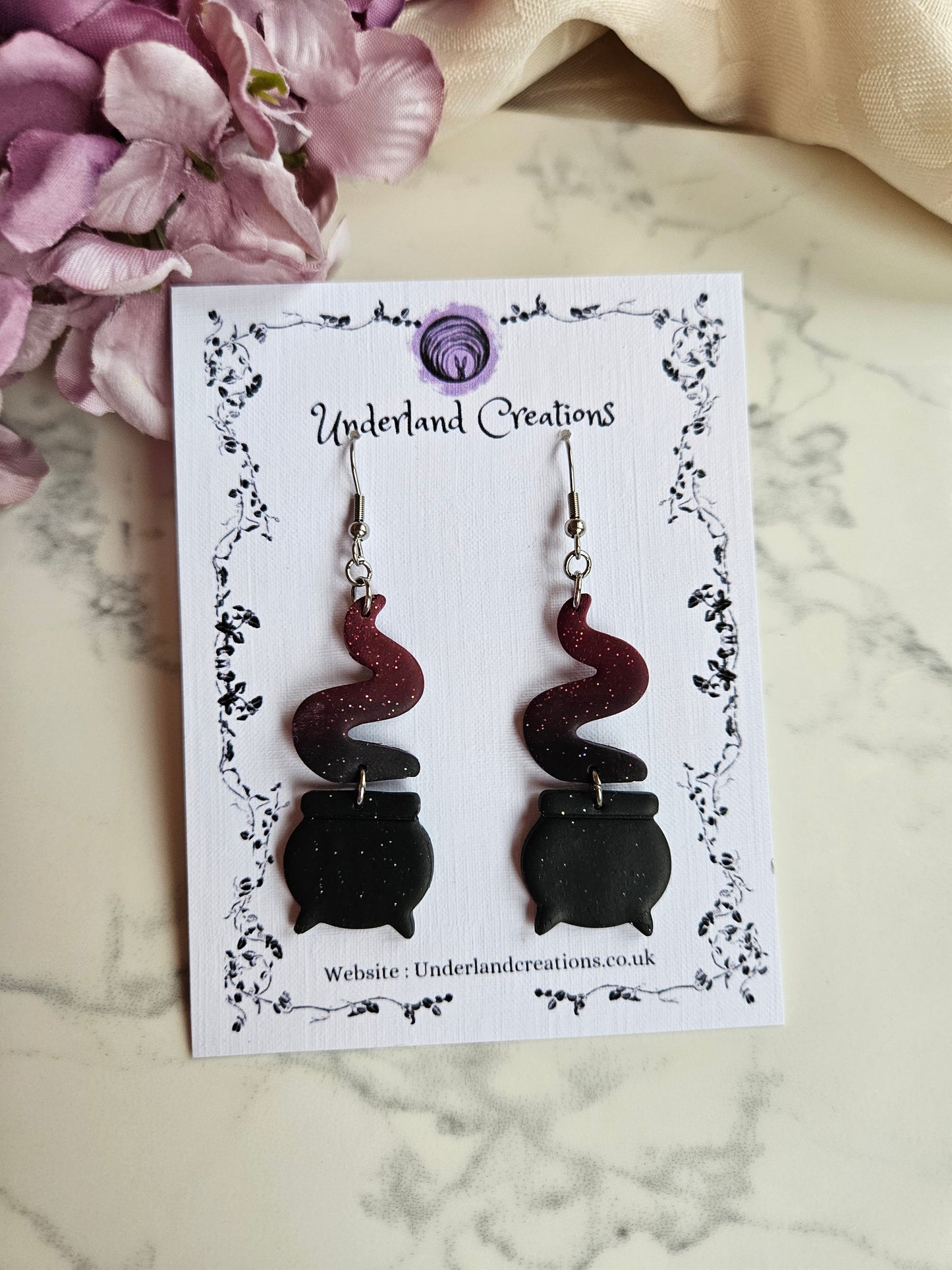 Cauldron Earrings in "Nightshade"